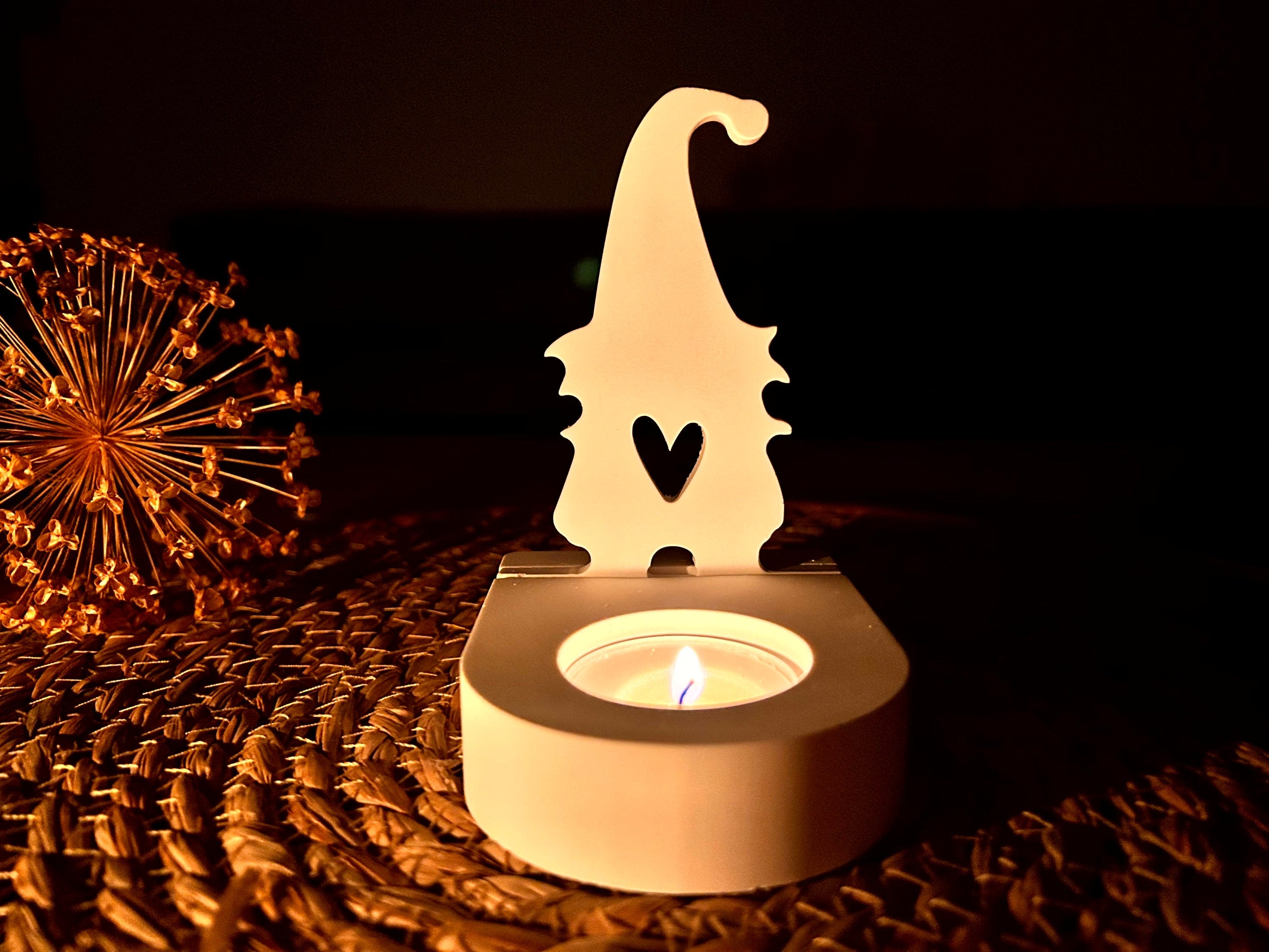 Silikon - Gießform - Wichtel mit Herz Einschieber für unseren Teelichthalter -