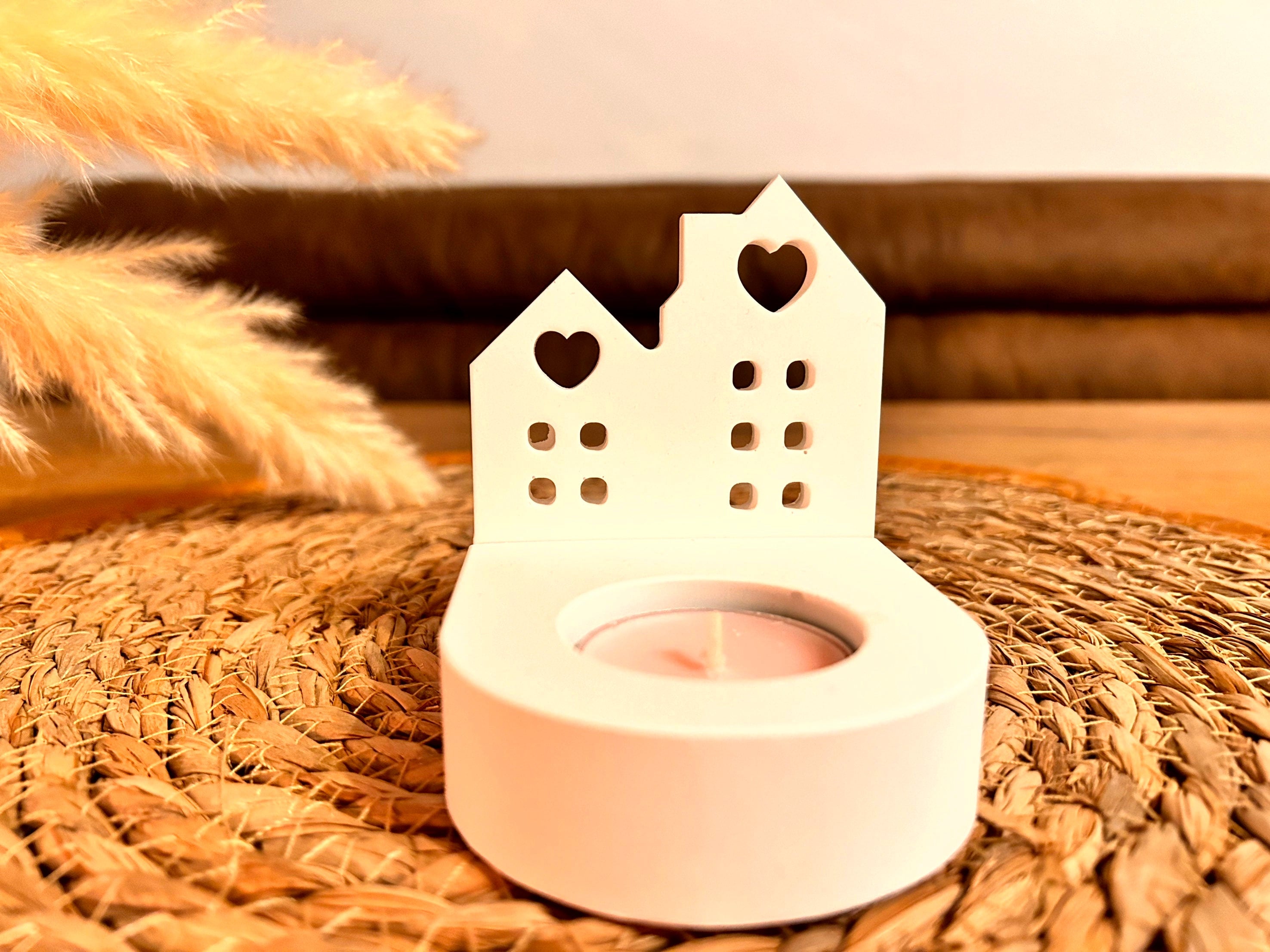 Silikon - Gießform - 2 Herzhäuser klein für unseren Teelichthalter -