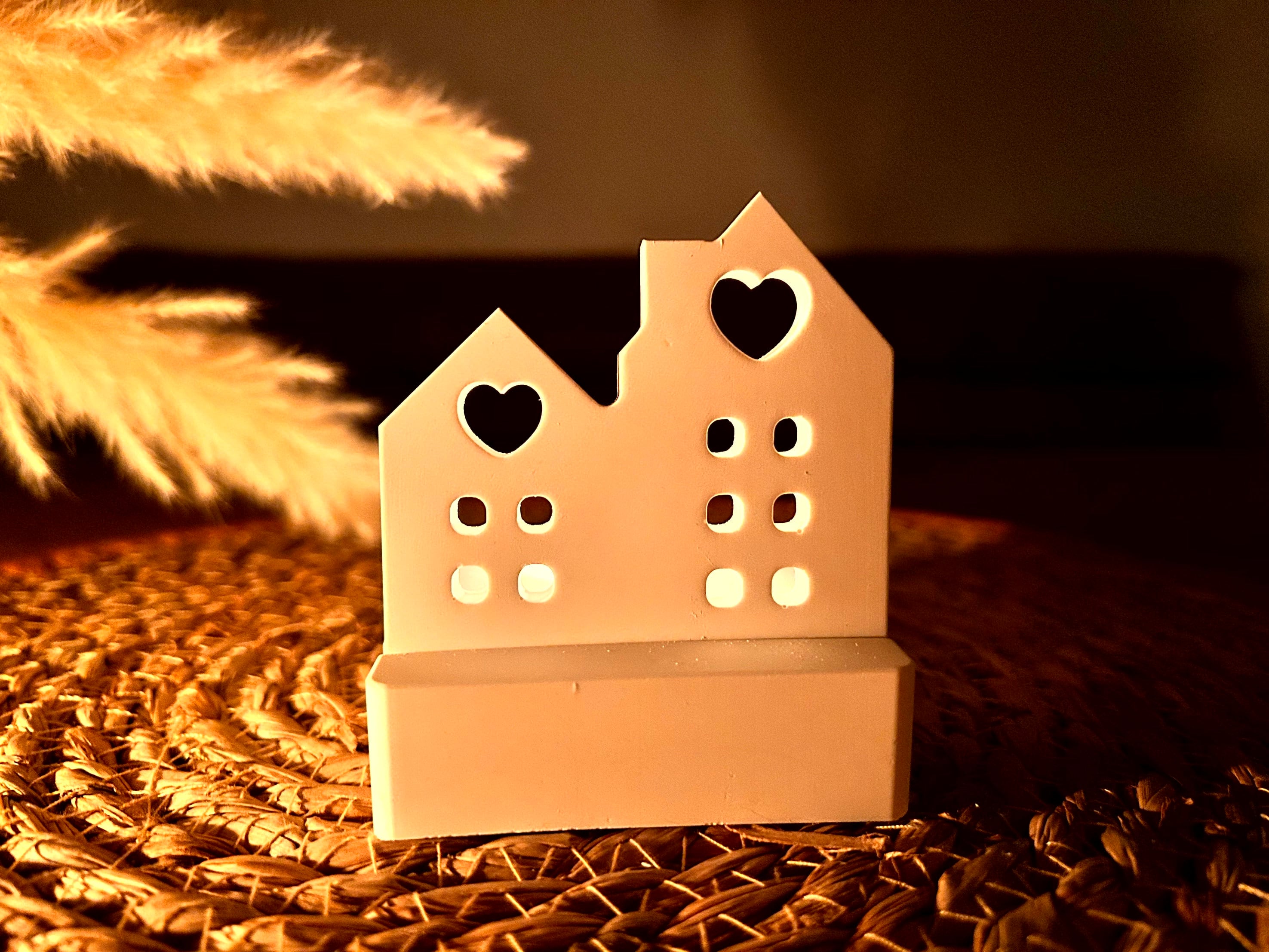 Silikon - Gießform - 2 Herzhäuser klein für unseren Teelichthalter -