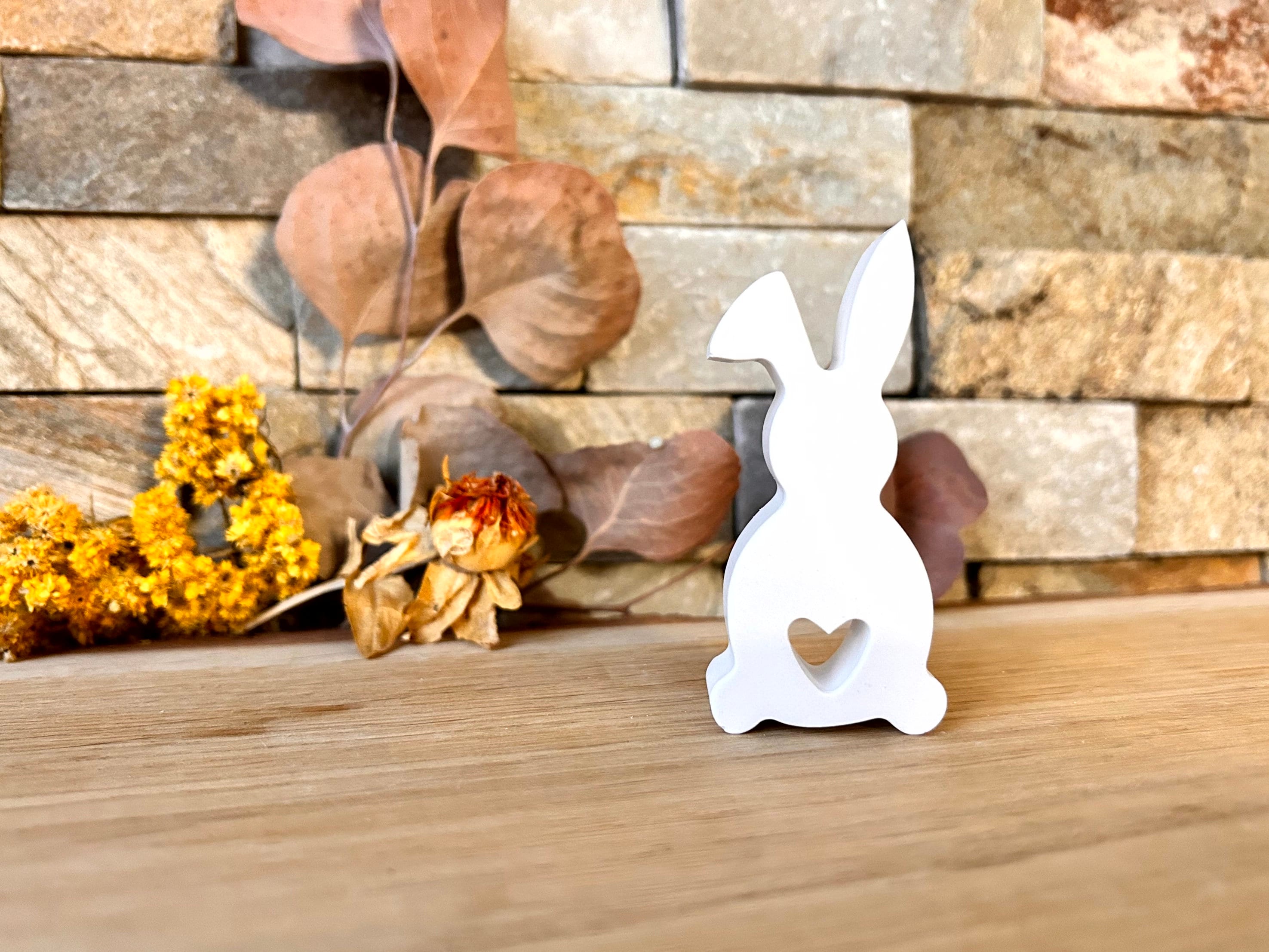 Silikon - Gießform  - Herz-Hase mit abgeknickten Ohren -