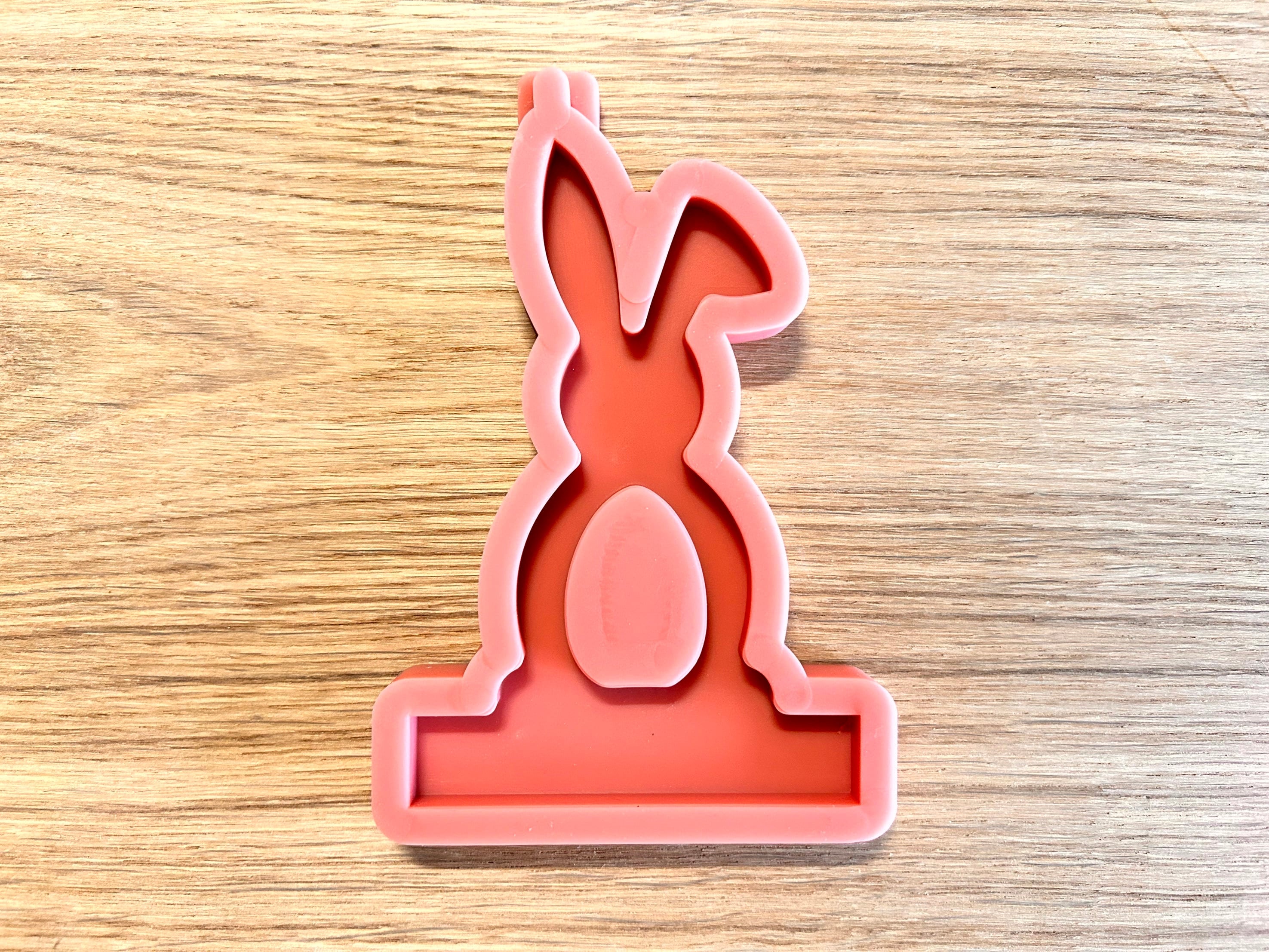 Silikon - Gießform -Hase Offen mit abgeknickten Ohren - Einschieber für unseren Teelichthalter -