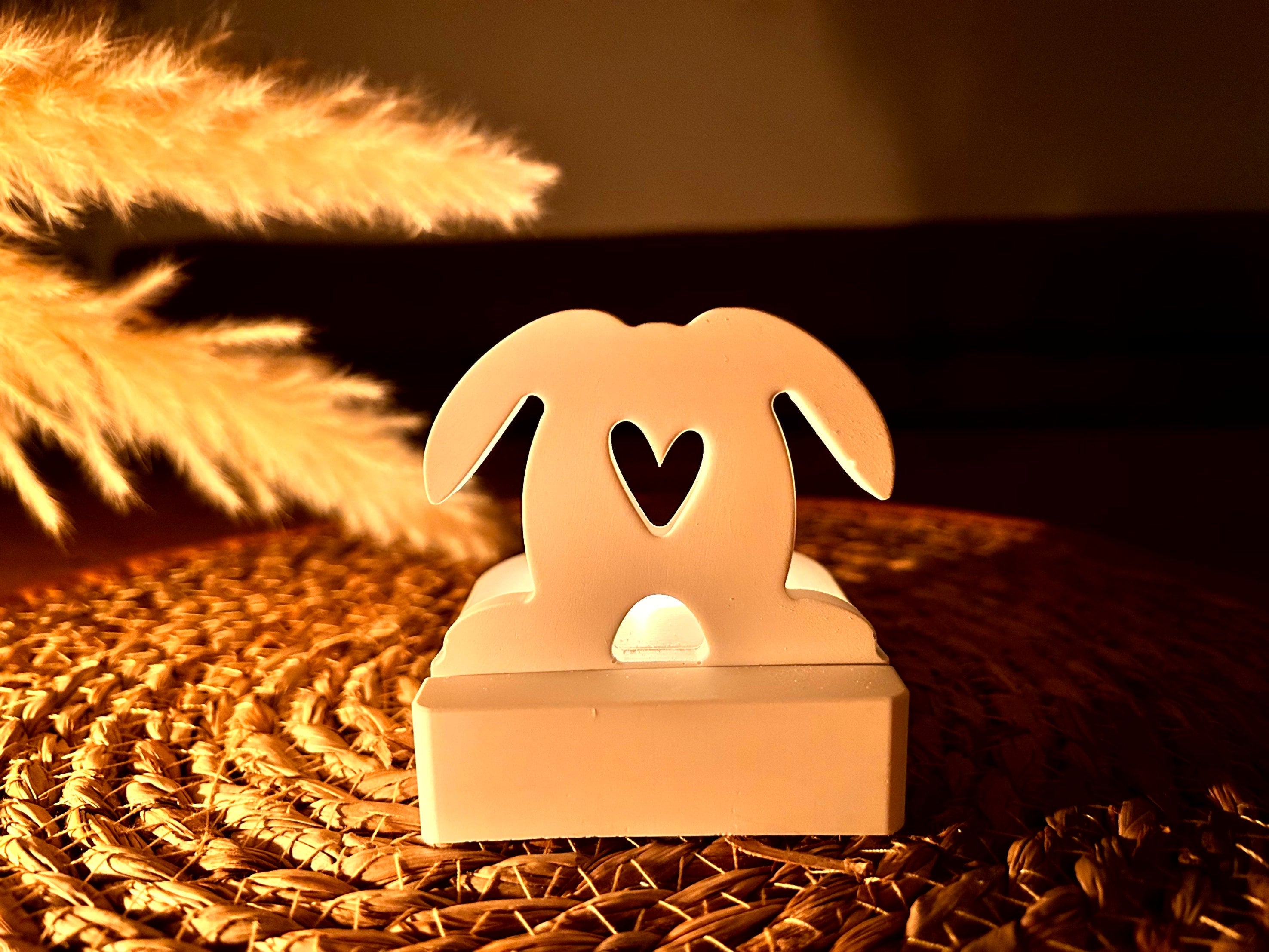Silikon - Gießform - Hase 3 mit Herz - Einschieber für unseren Teelichthalter -