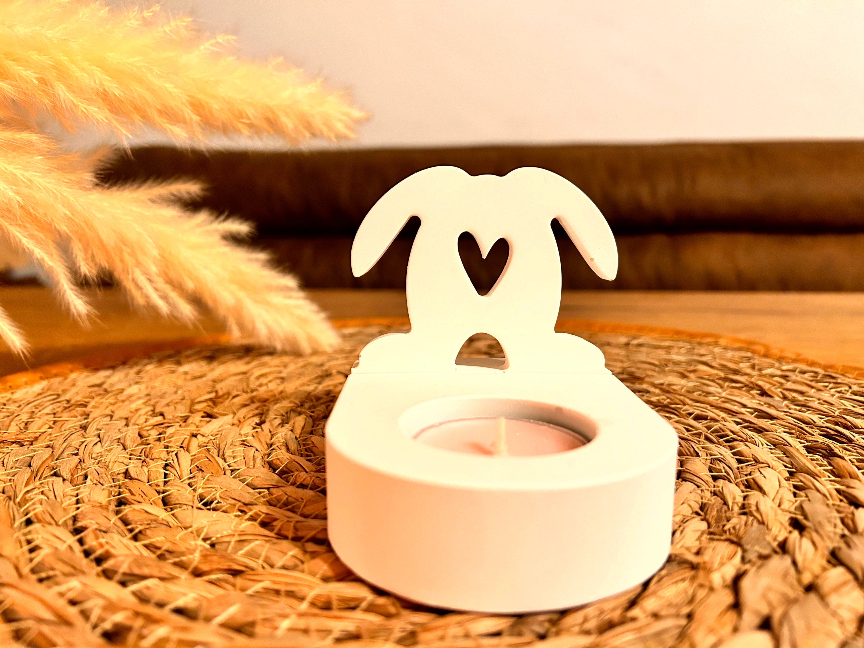 Silikon - Gießform - Hase 3 mit Herz - Einschieber für unseren Teelichthalter -