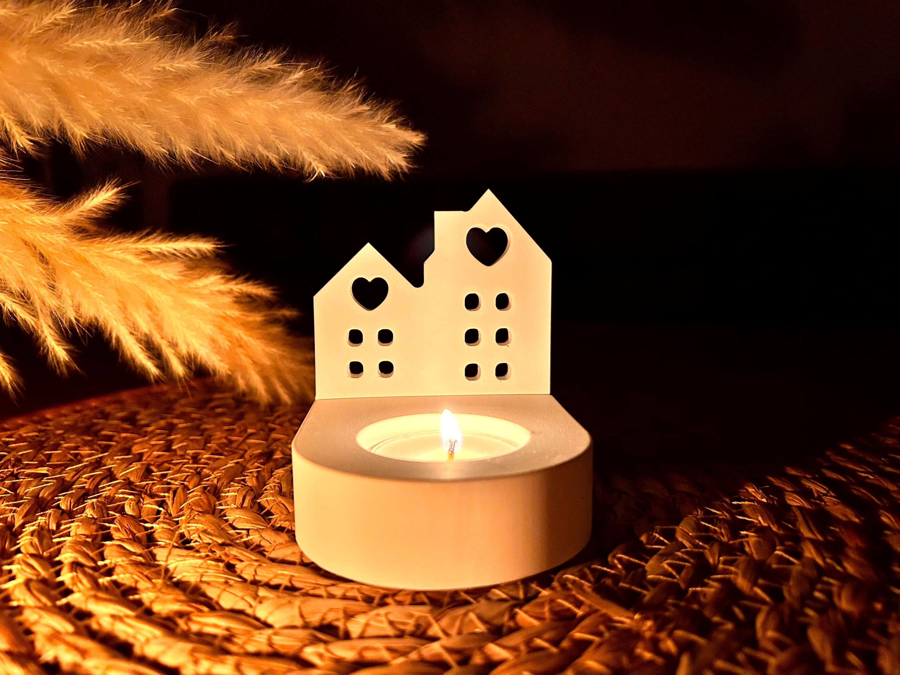 Silikon - Gießform - 2 Herzhäuser klein für unseren Teelichthalter -