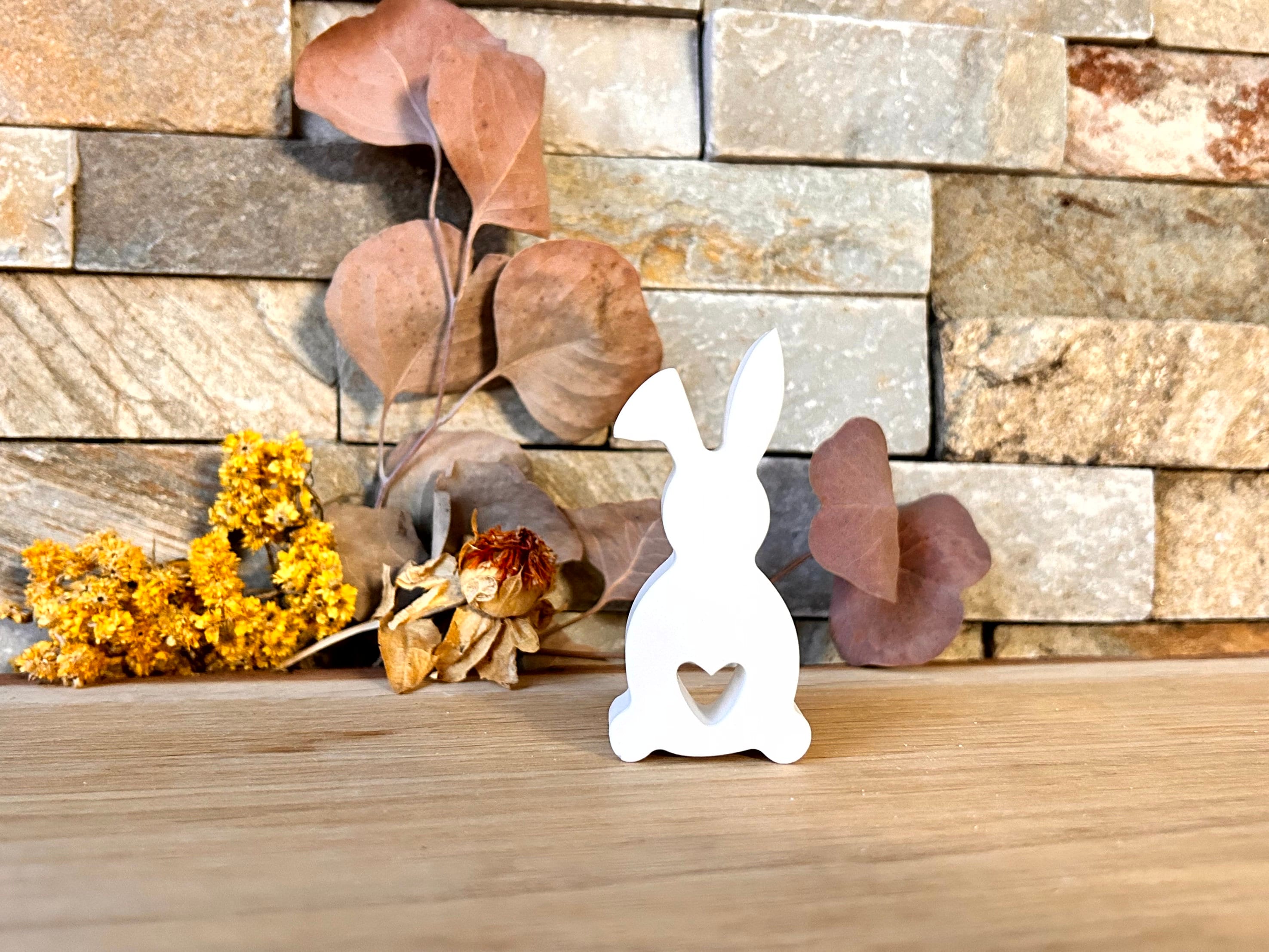 Silikon - Gießform  - Herz-Hase mit abgeknickten Ohren -