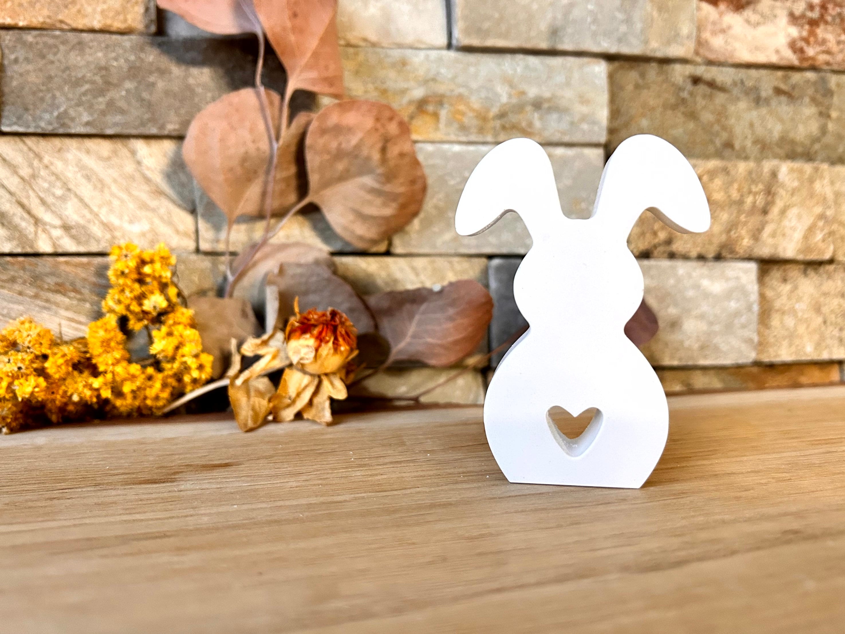 Silikon - Gießform  - Herz-Hase mit abgeknickten Ohren 3 -