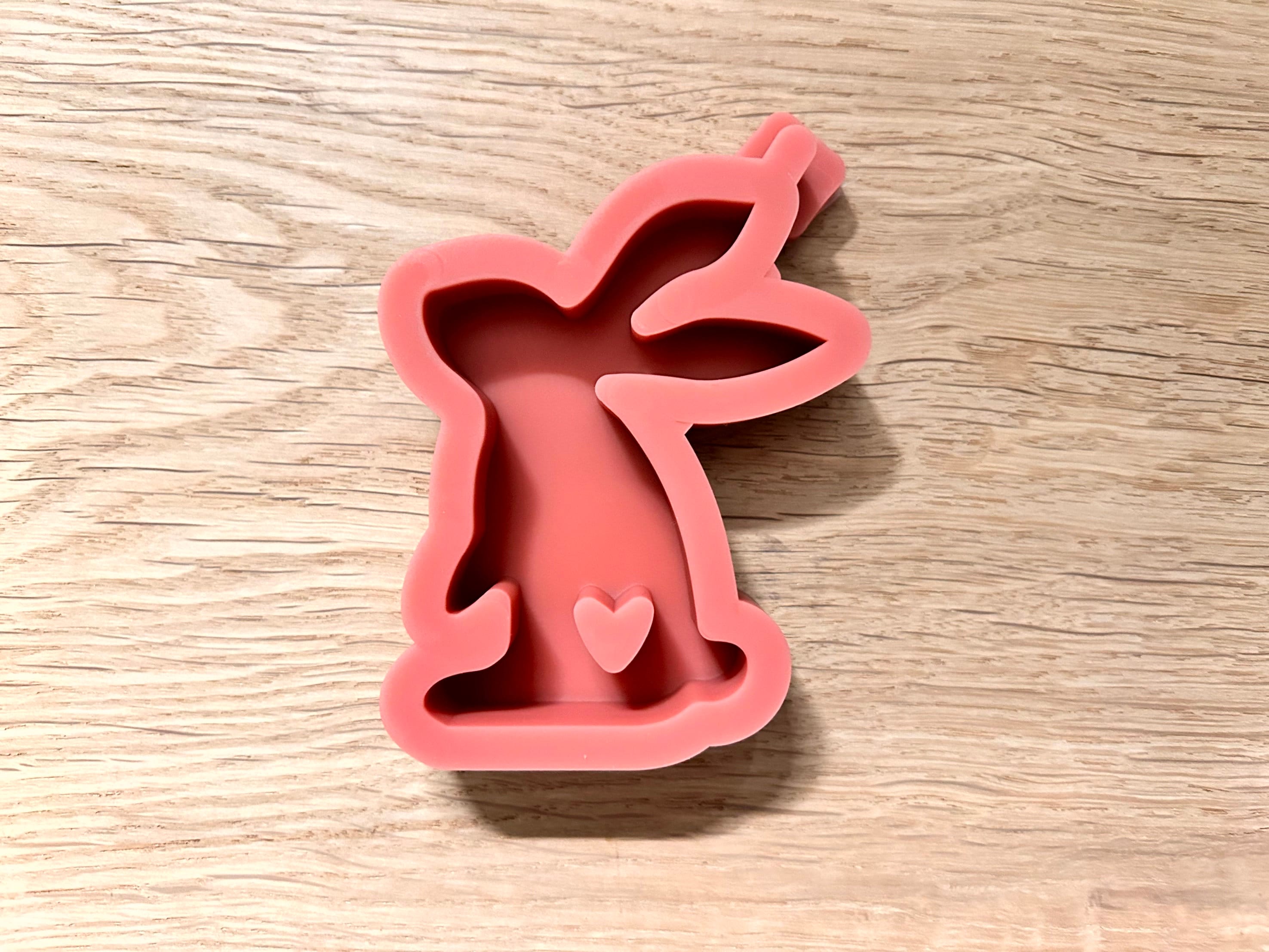 Silikon - Gießform  - Herz-Hase stehend -