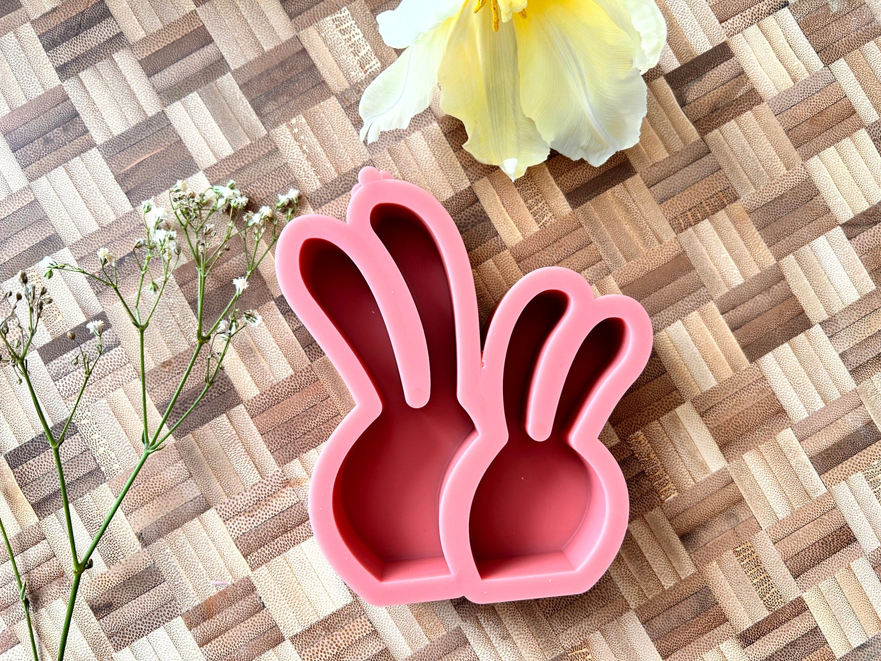 Silikon - Gießform - 2Hasen mit großen Ohren -
