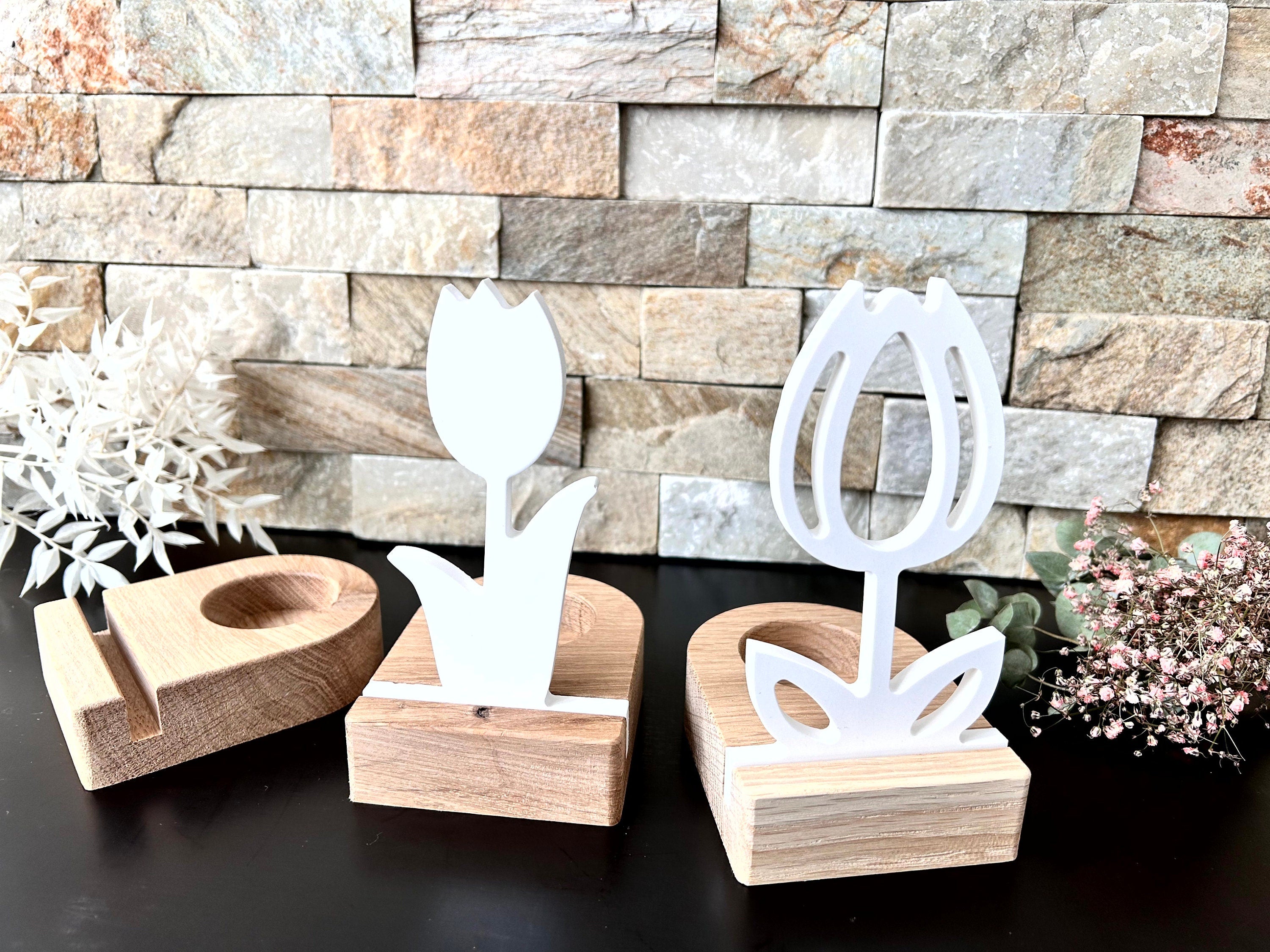 Eiche - Teelichthalter mit Einschiebeöffnung - Grundform - Massivholz - Sockel