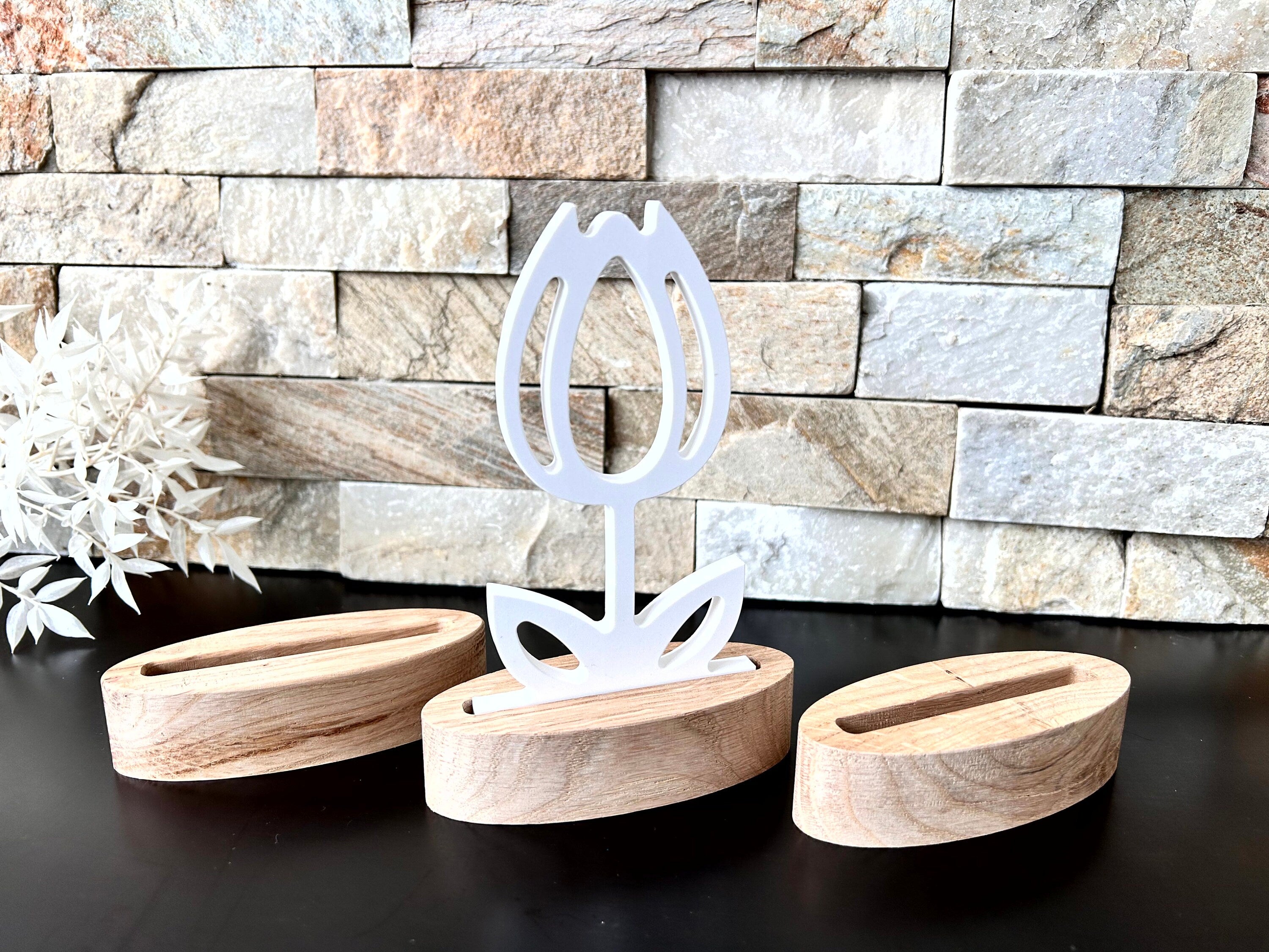 Eiche - Halter - Oval mit Einschiebeöffnung - Grundform - Massivholz - Sockel