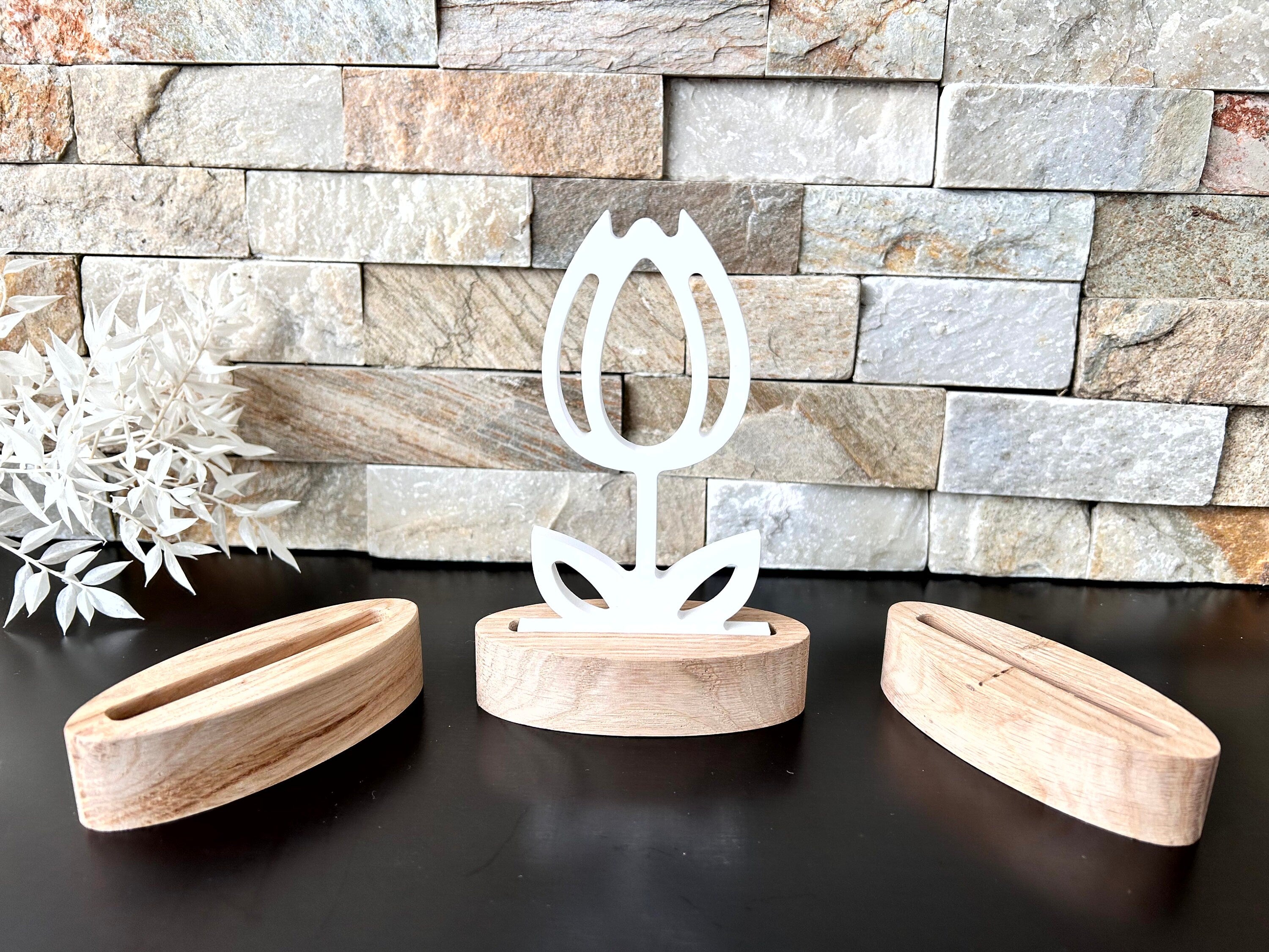 Eiche - Halter - Oval mit Einschiebeöffnung - Grundform - Massivholz - Sockel