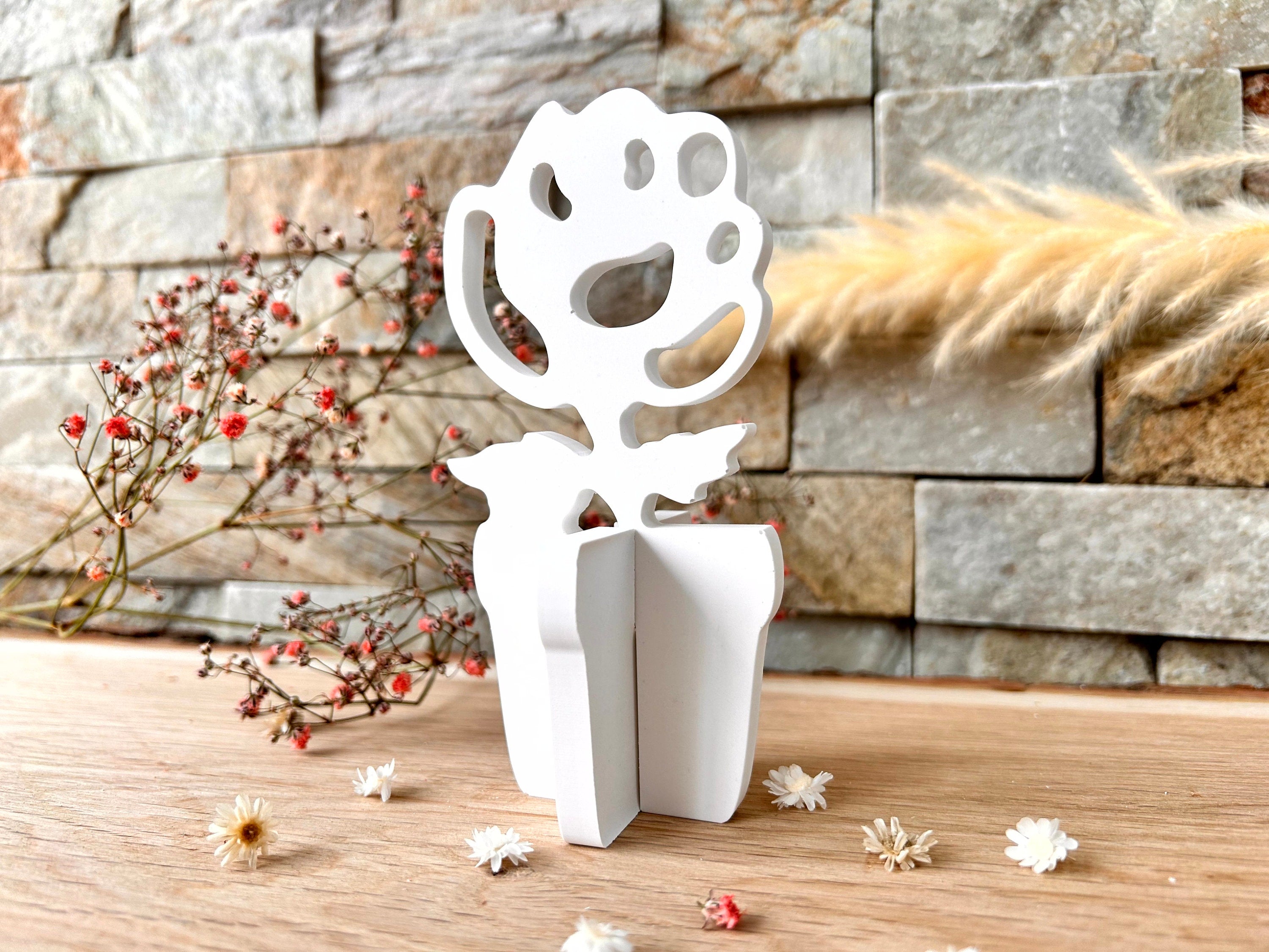 Silikon - Gießform - Blumentopf - Rose -