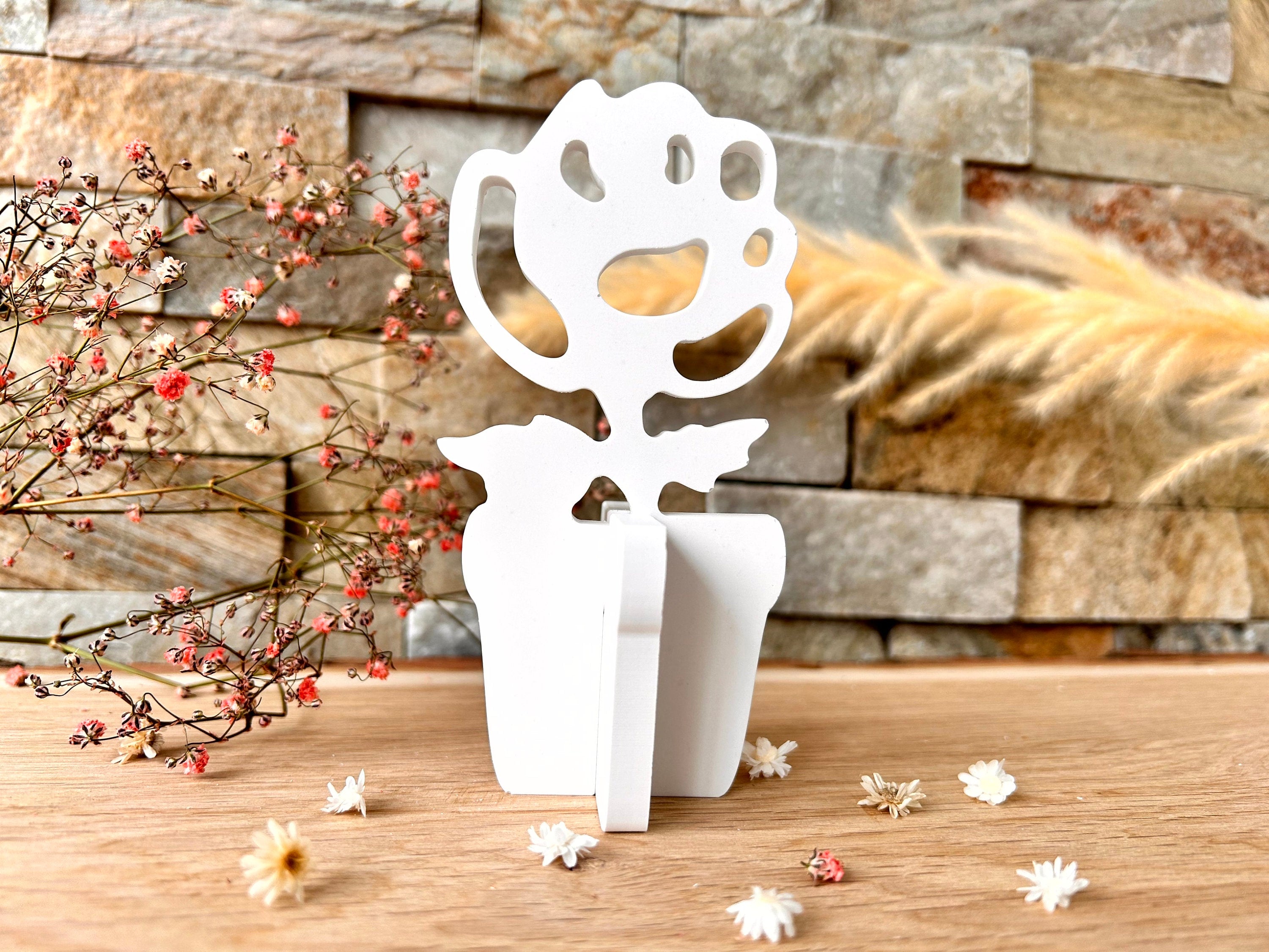 Silikon - Gießform - Blumentopf - Rose -