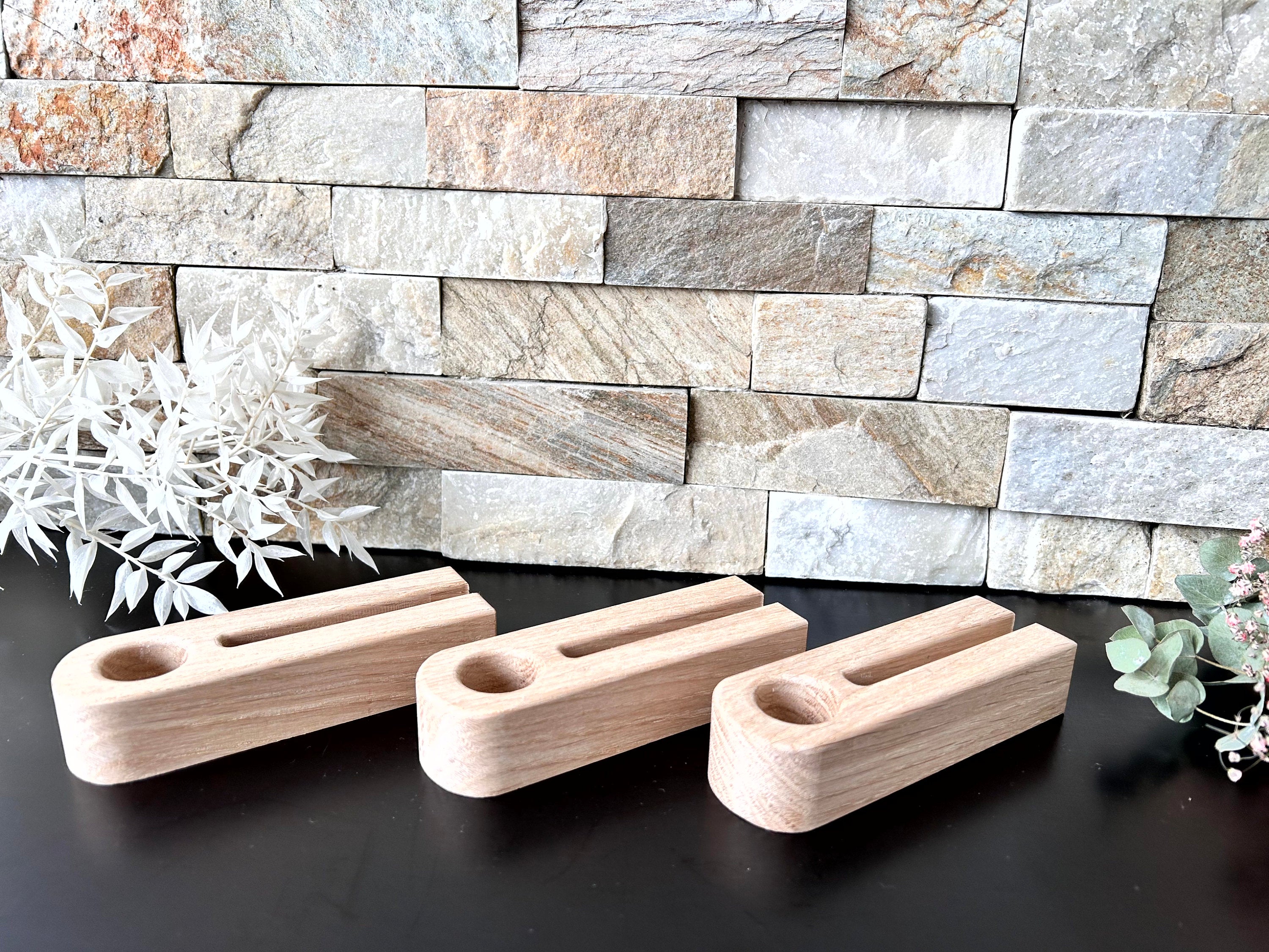 Eiche - Stabkerzenhalter mit Einschiebeöffnung - Grundform - Massivholz - Sockel