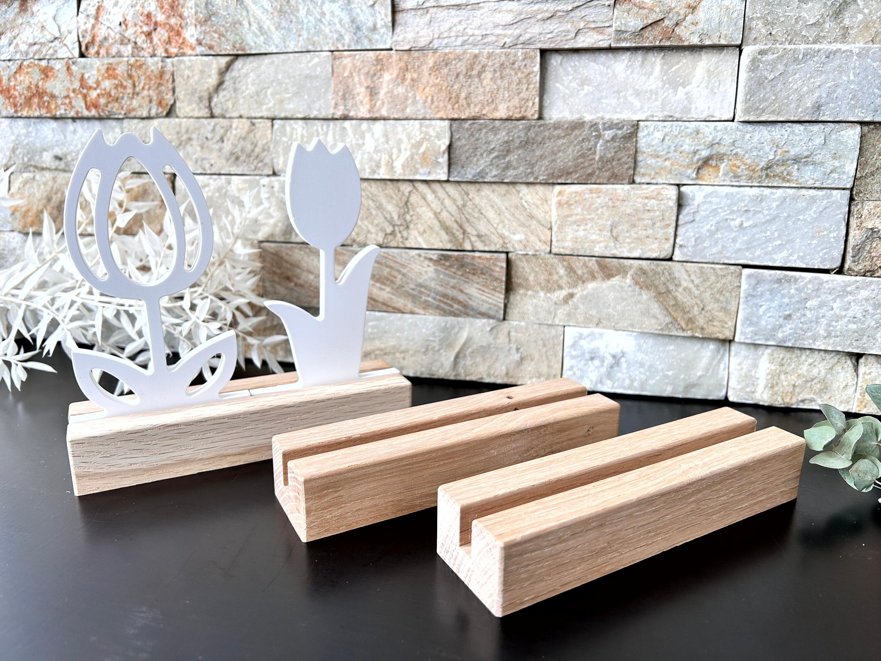 Eiche - Halter mit Einschiebeöffnung - Grundform - Massivholz - Sockel