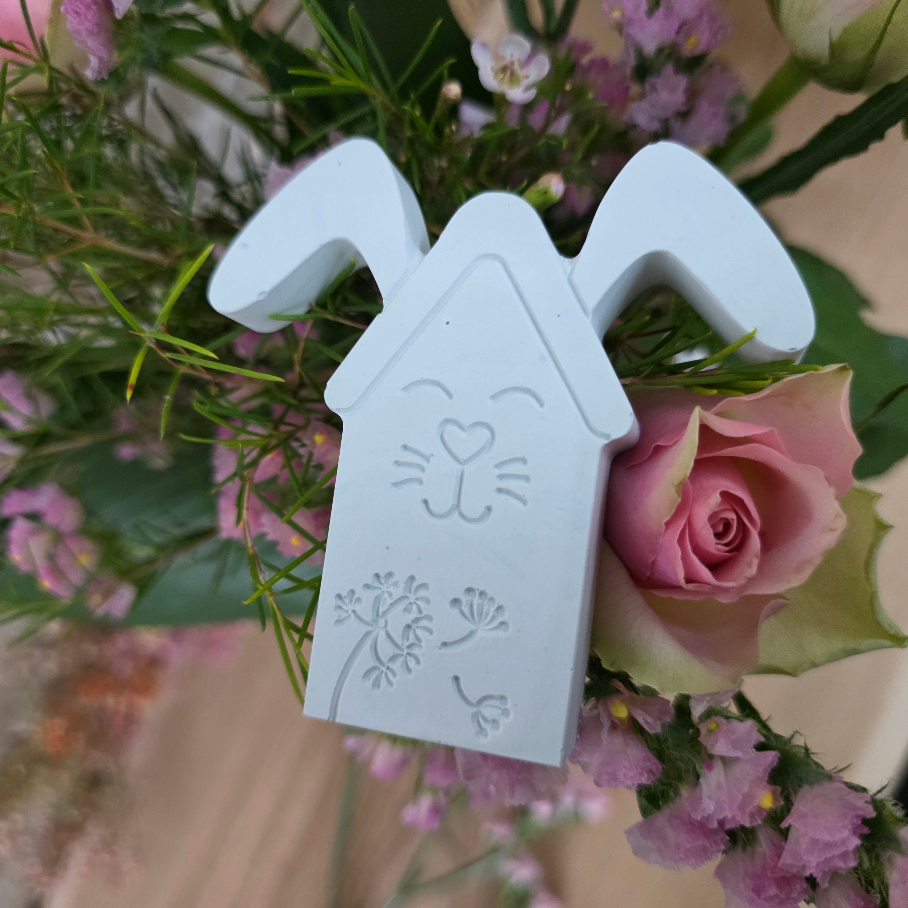 Silikon – Gießform – Hasenhaus Pusteblume – mit Ohren & filigraner Gravur