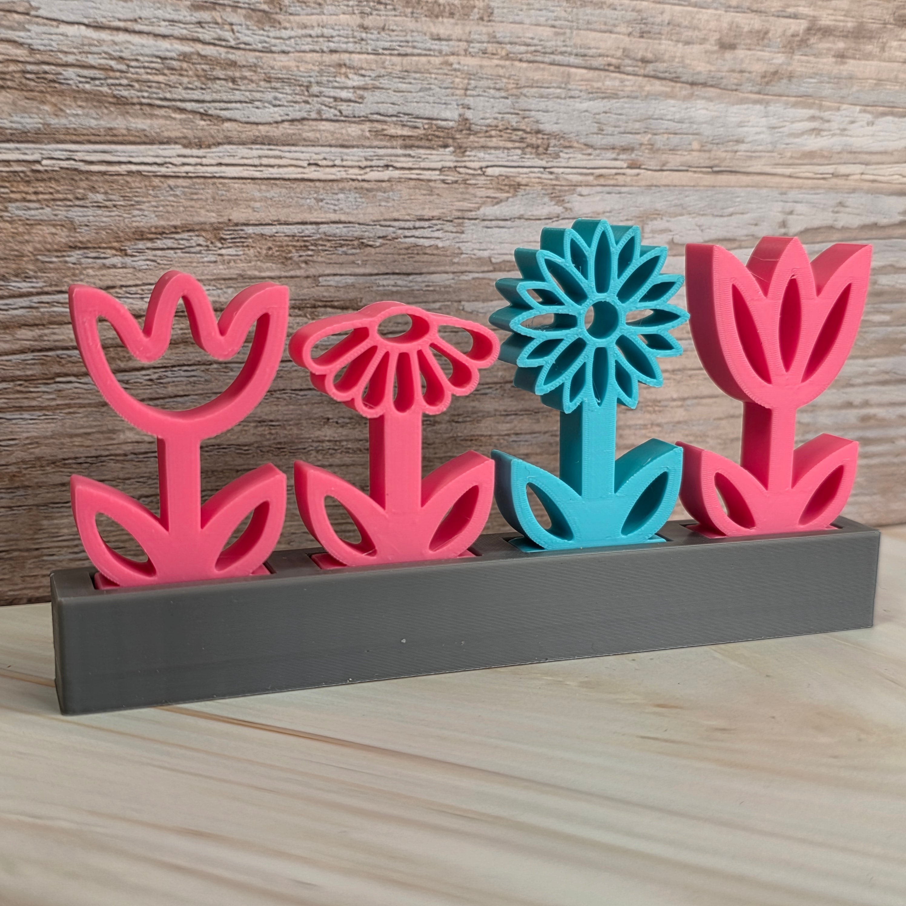 3D Druckdatei – Motivklötzchen - Frühlingsblumen 2 - STL