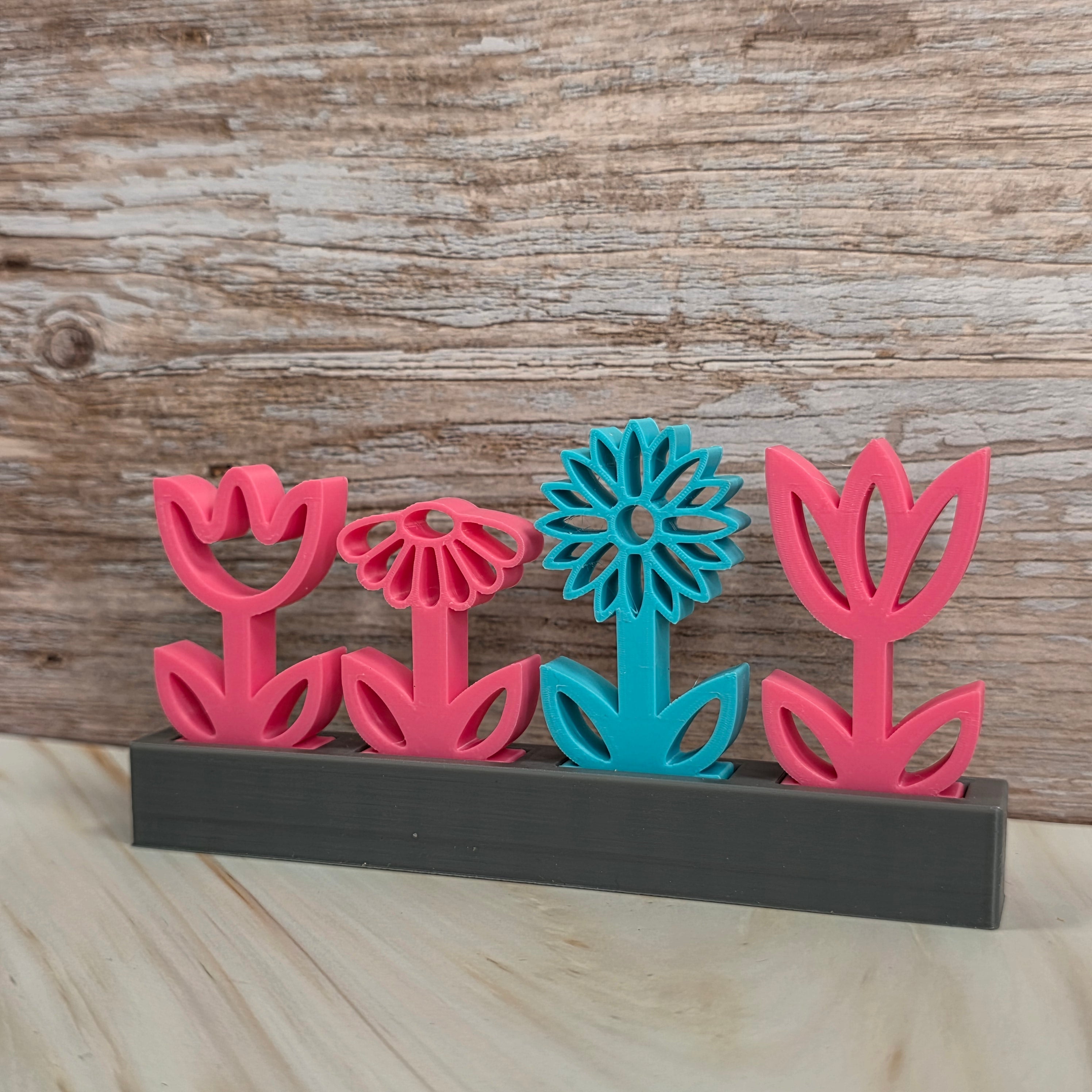 3D Druckdatei – Motivklötzchen - Frühlingsblumen 2 - STL