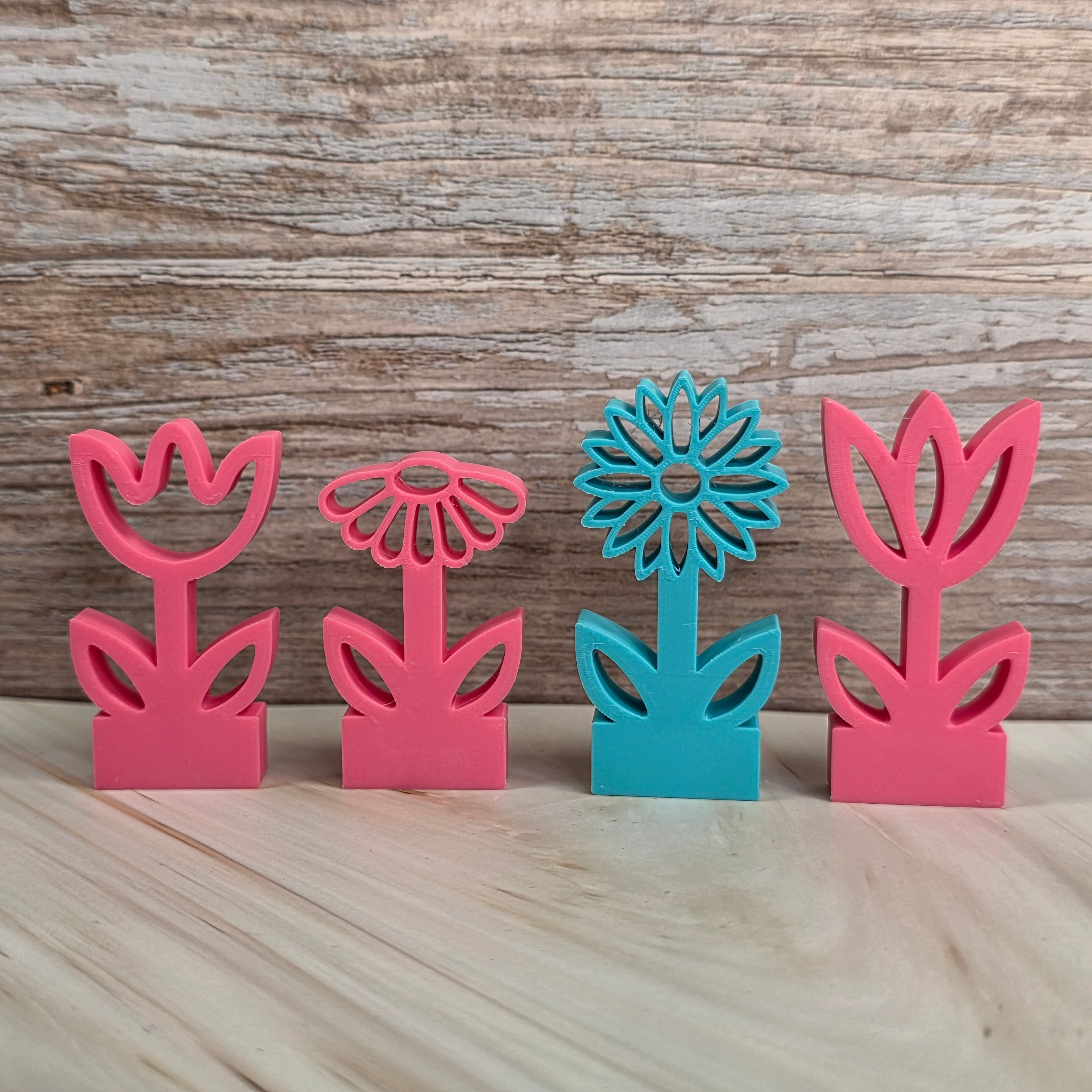3D Druckdatei – Motivklötzchen - Frühlingsblumen 2 - STL