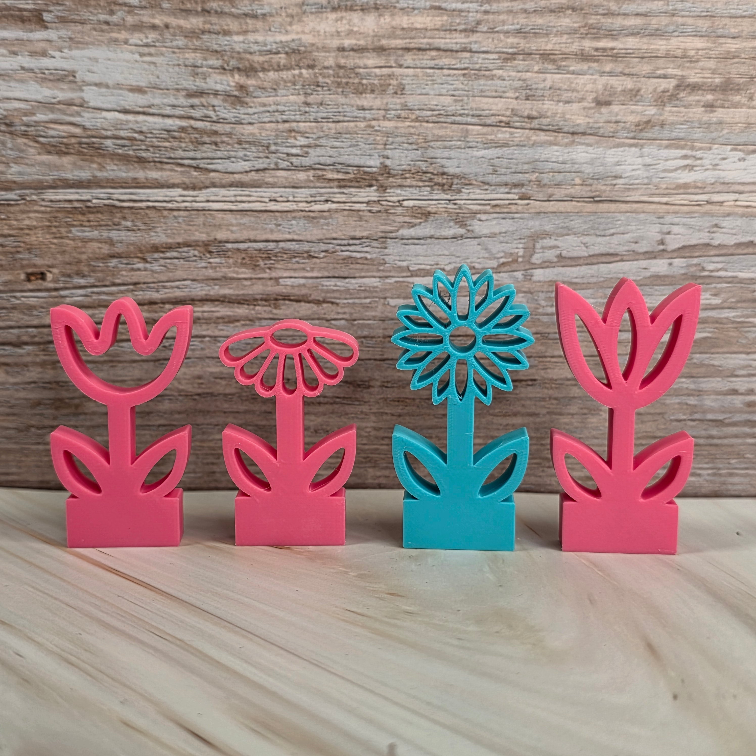 3D Druckdatei – Motivklötzchen - Frühlingsblumen 2 - STL