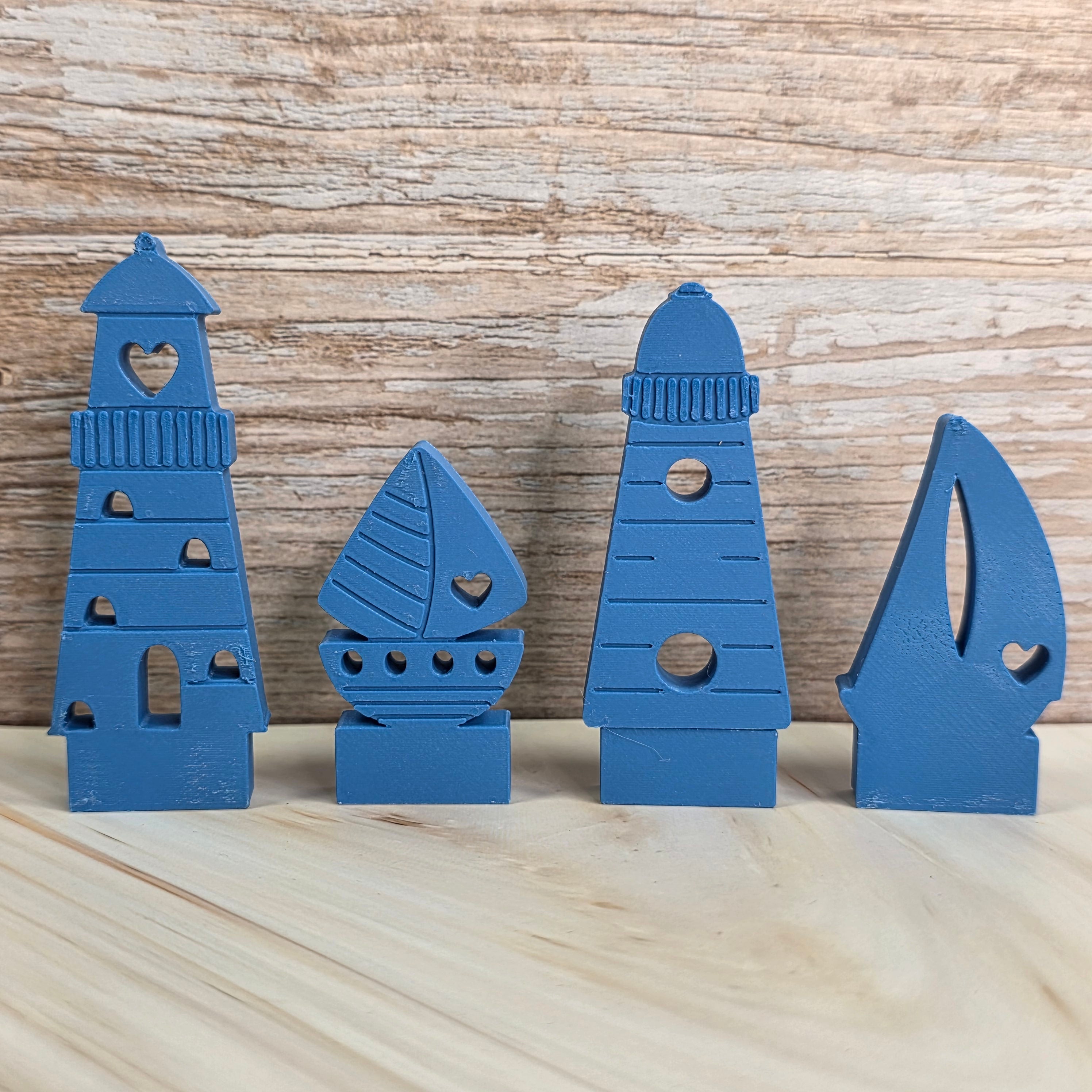 3D Druckdatei – Motivklötzchen Maritim – Boote & Leuchttürme - STL