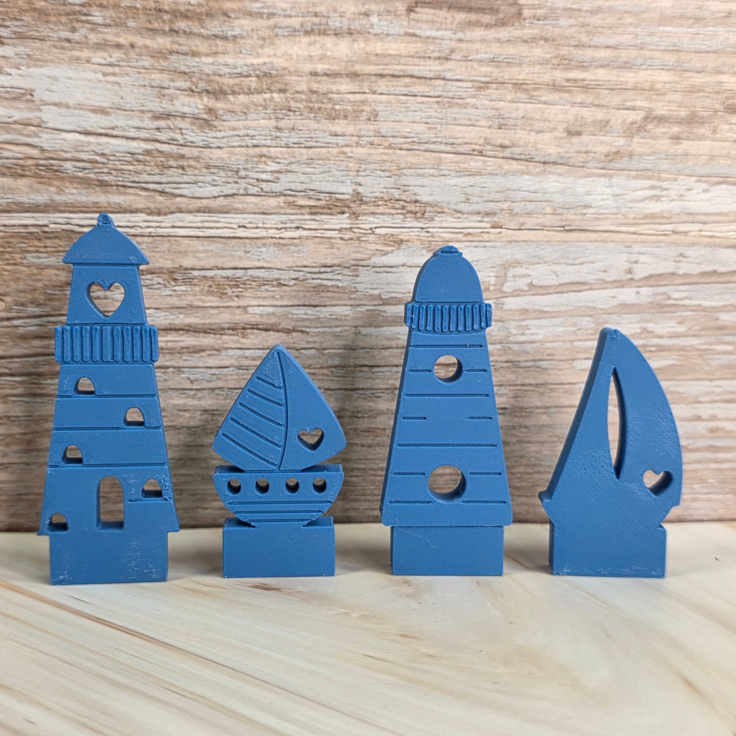 3D Druckdatei – Motivklötzchen Maritim – Boote & Leuchttürme - STL
