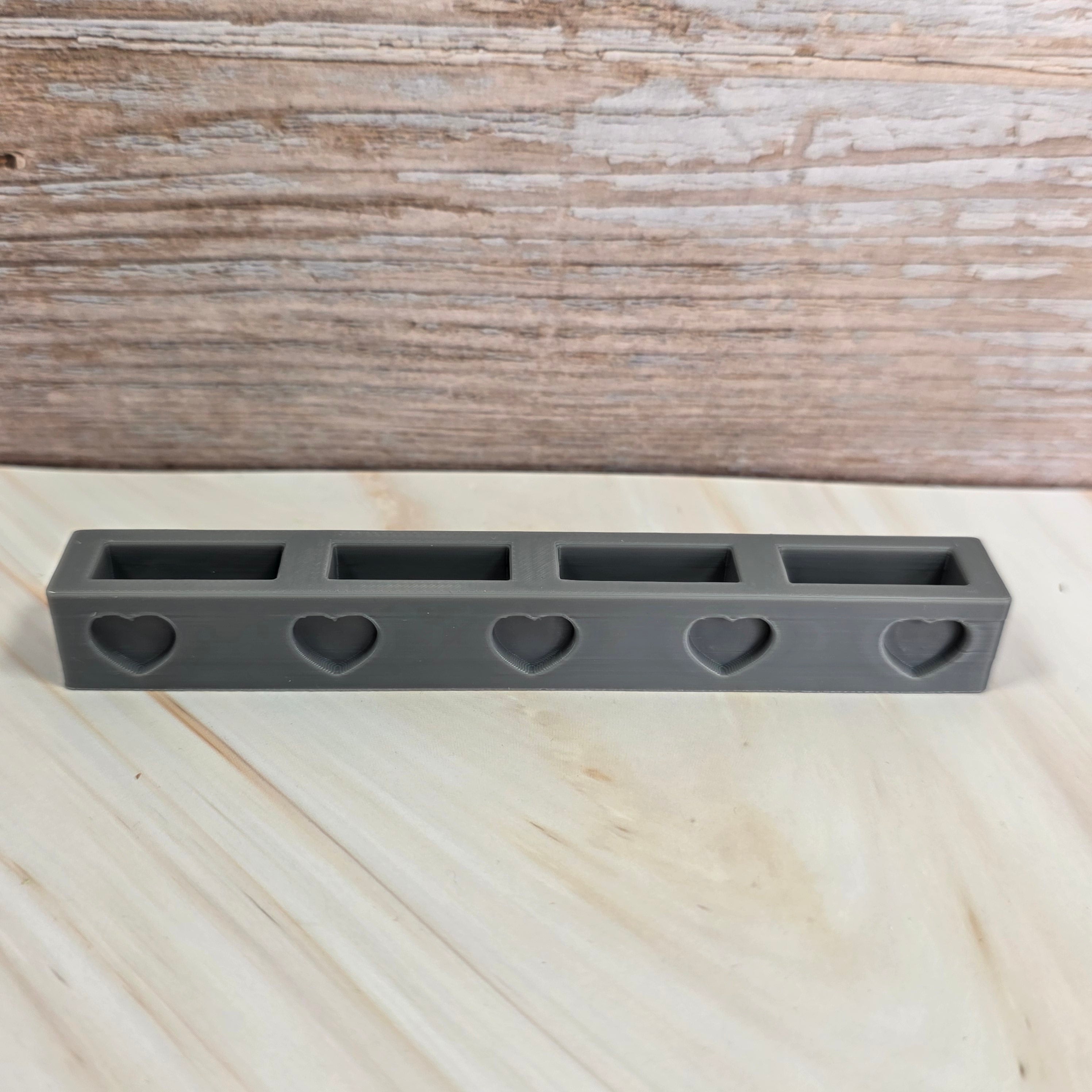 3D Druckdatei – Grundplatte - 4er länglich - Herzen   – für Stecksystem – STL