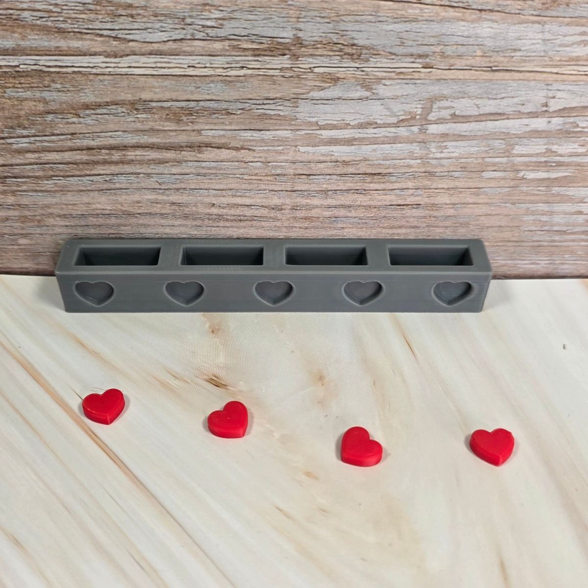 3D Druckdatei Grundplatte 4er länglich Herzen für Stecksystem STL – Ansicht 5