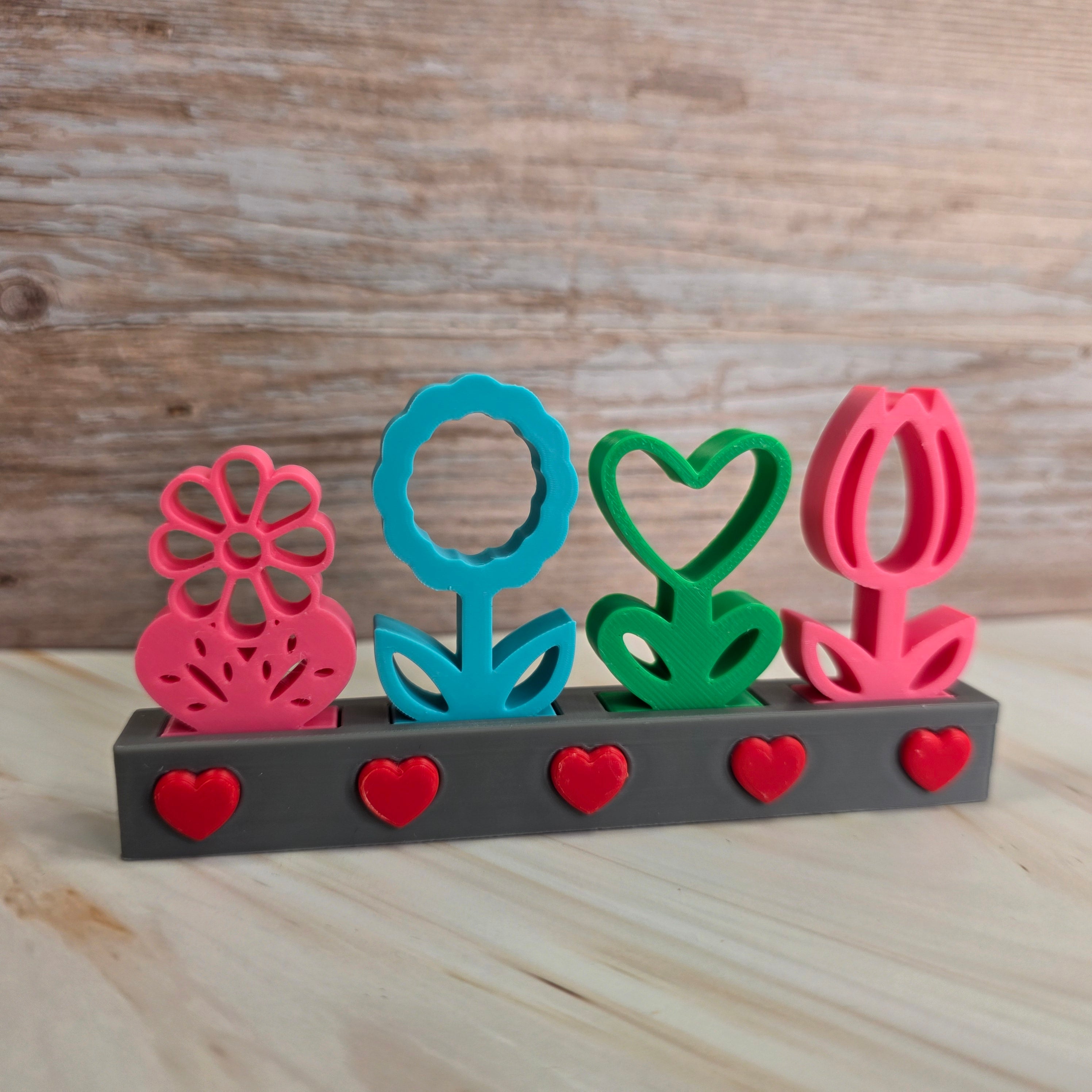 3D Druckdatei – Grundplatte - 4er länglich - Herzen   – für Stecksystem – STL