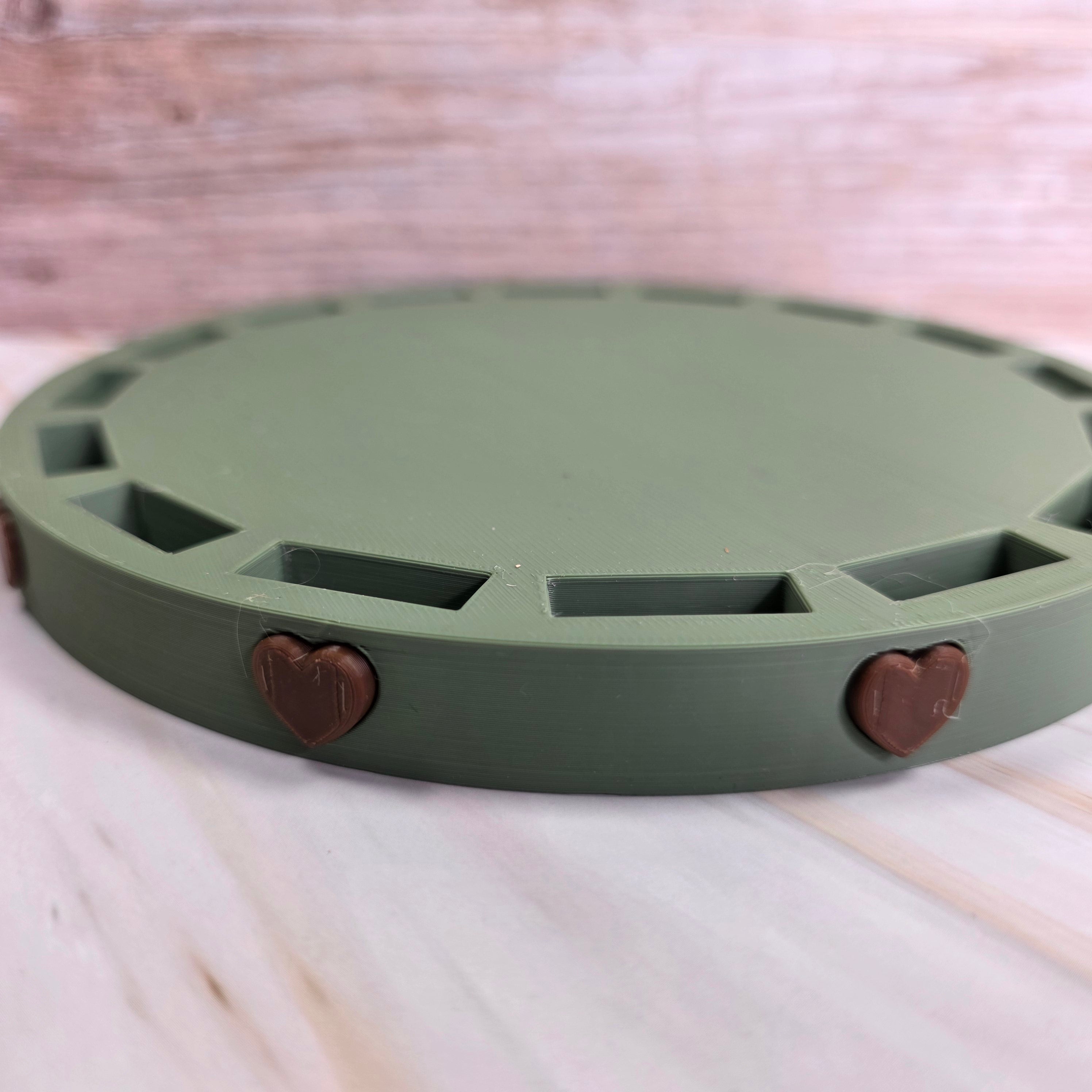 3D Druckdatei – Grundplatte -Rund groß mit Herzen - 17cm  – für Stecksystem – STL