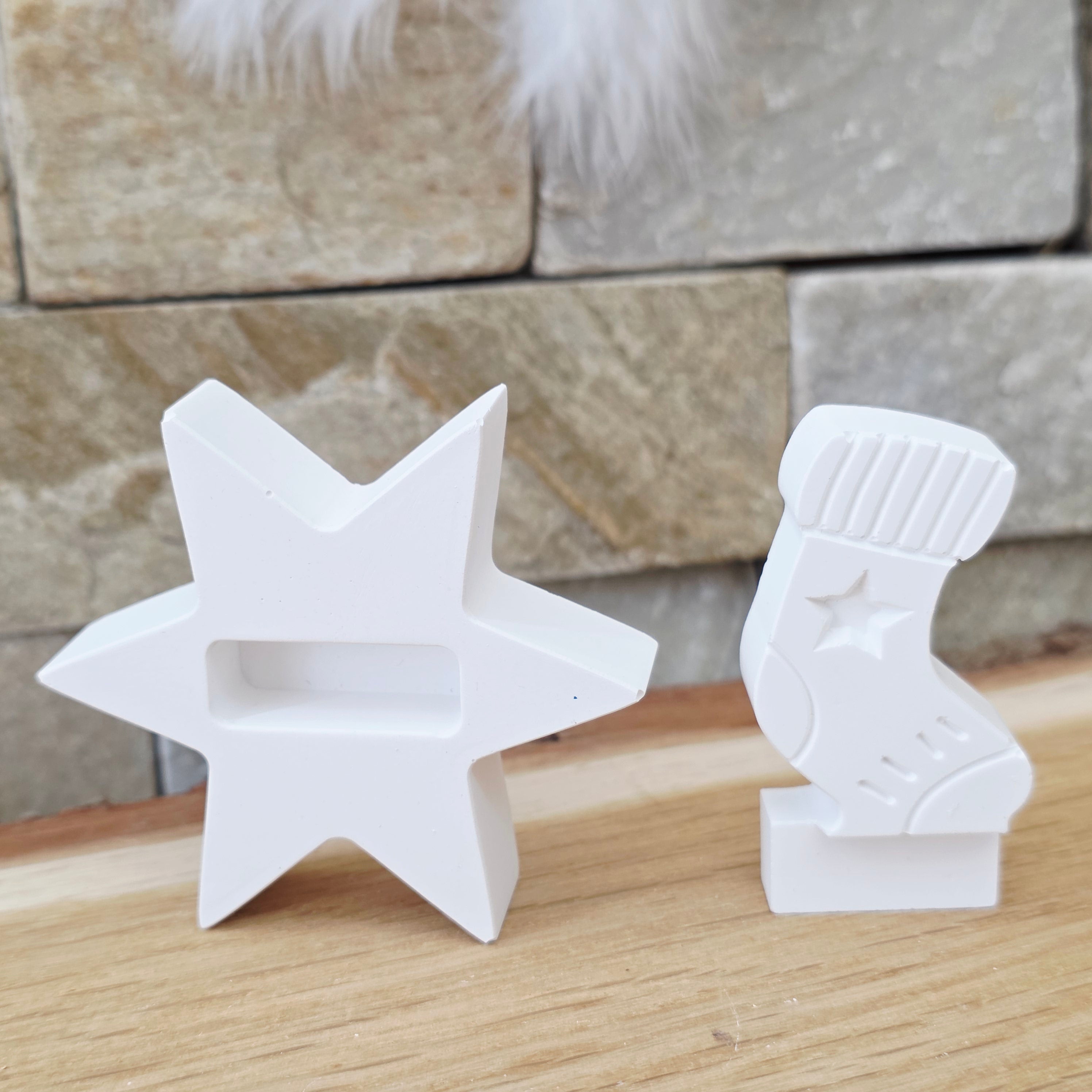 Silikon – Gießform – Mini Grundplatte Stern 6 Zacken – für 1 Stecker -