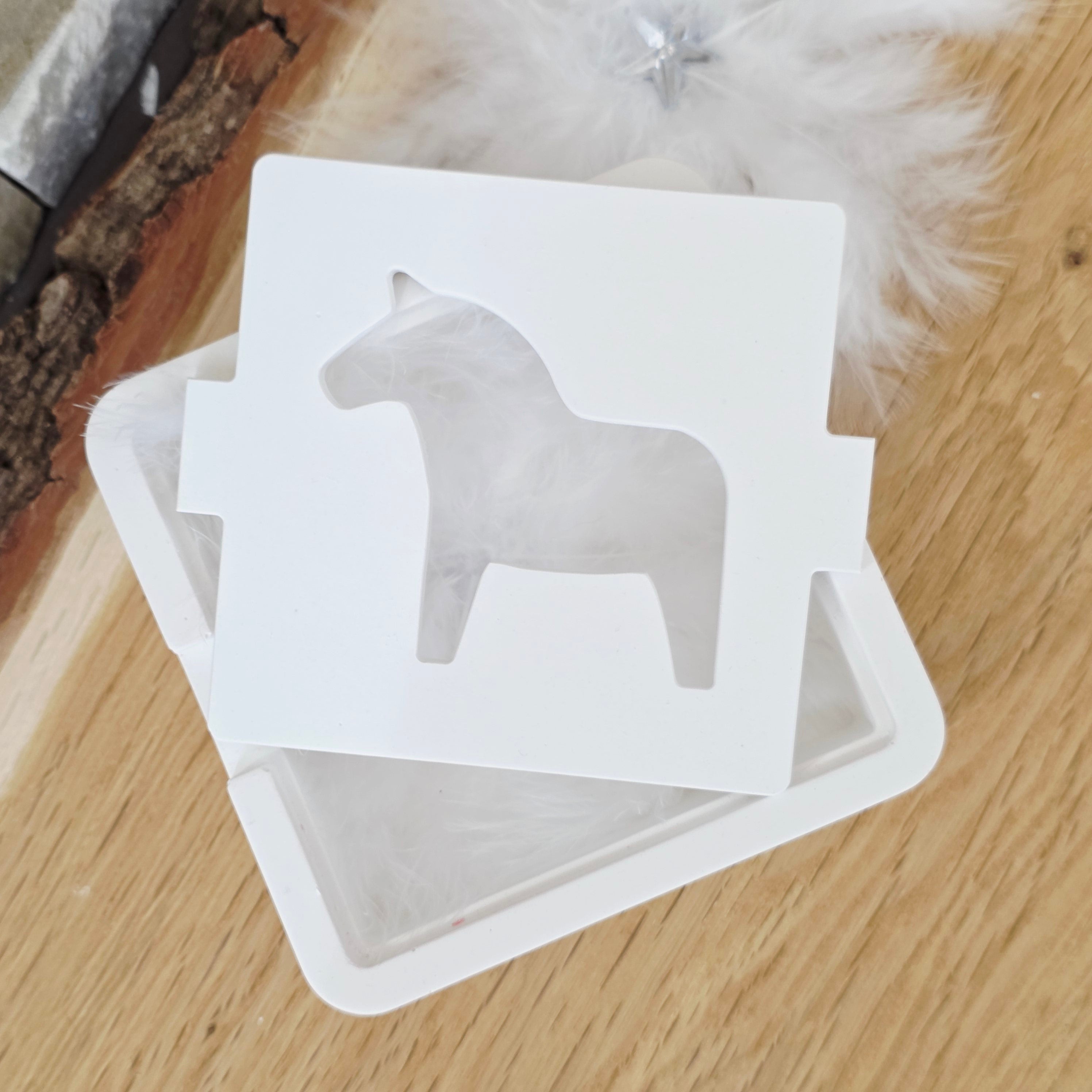 Silikon – Gießform – Geschenkdosen-Deckel Dalapferd -
