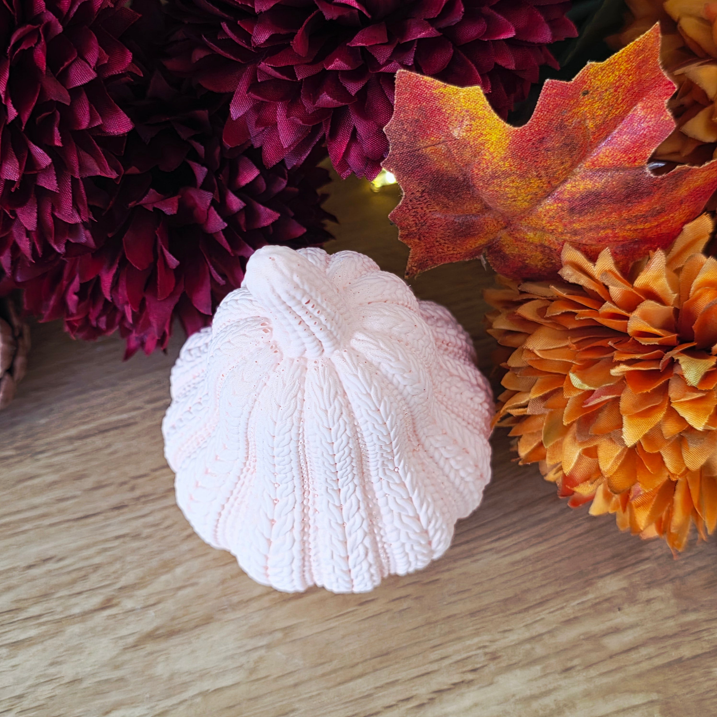 Silikon – Gießform – großer Herbstkürbis Wollzauber – im Häkel-/Woll-Look