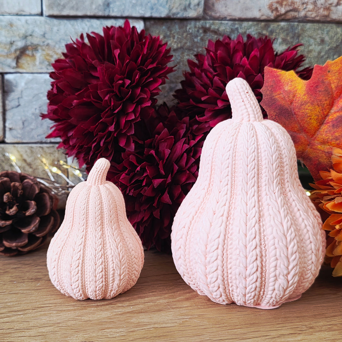 Silikon – Gießform – großer Herbstkürbis Wollzauber – im Häkel-/Woll-Look