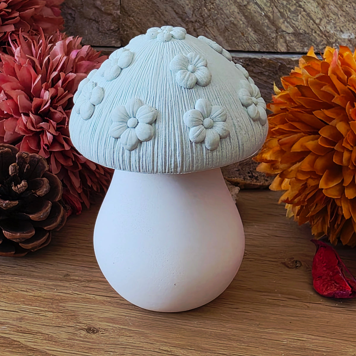 Silikongießform – Pilzkopf mit Blumen - Herbstpilze zum Kombinieren