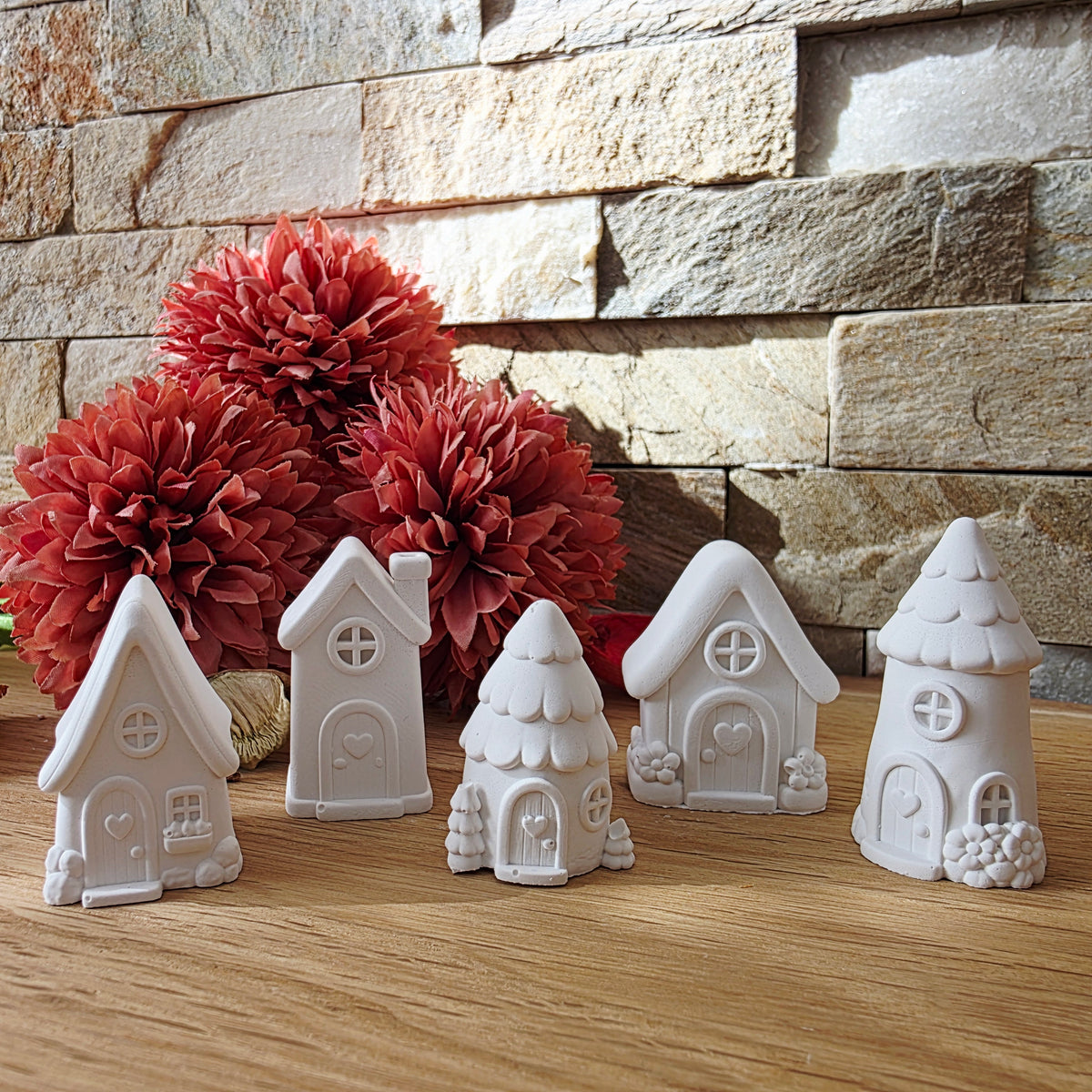 Silikongießform – Mini-Wichtelhäuser – 5er-Set