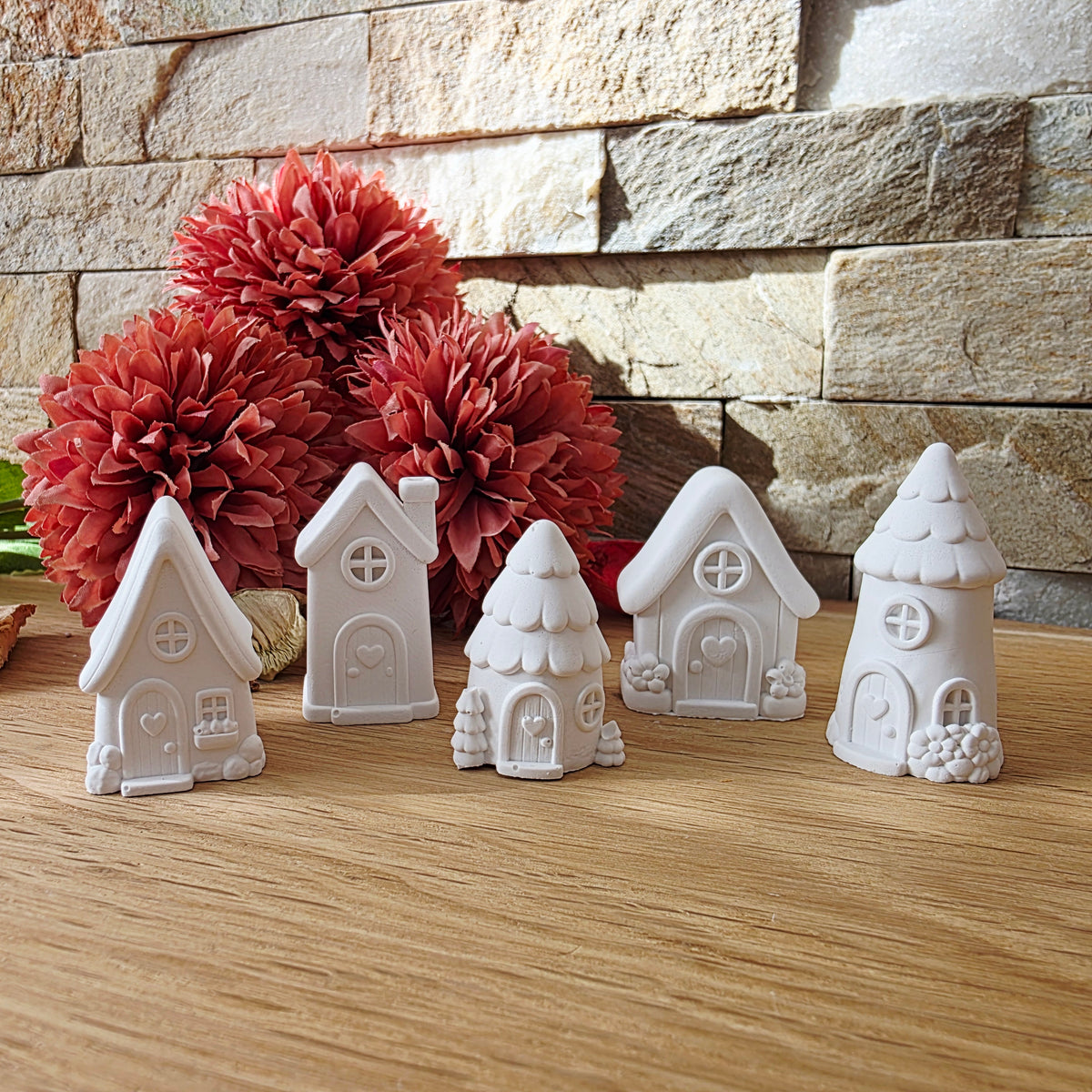Silikongießform – Mini-Wichtelhäuser – 5er-Set