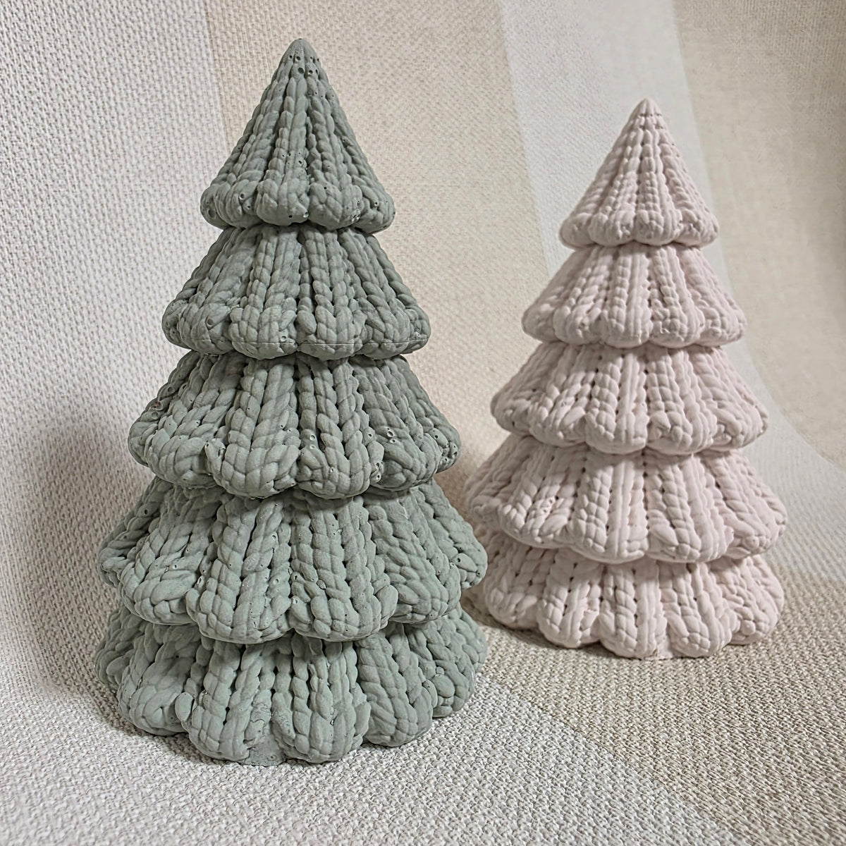 Silikongießform – Tannenbäume in 3 Größen mit Strickmuster