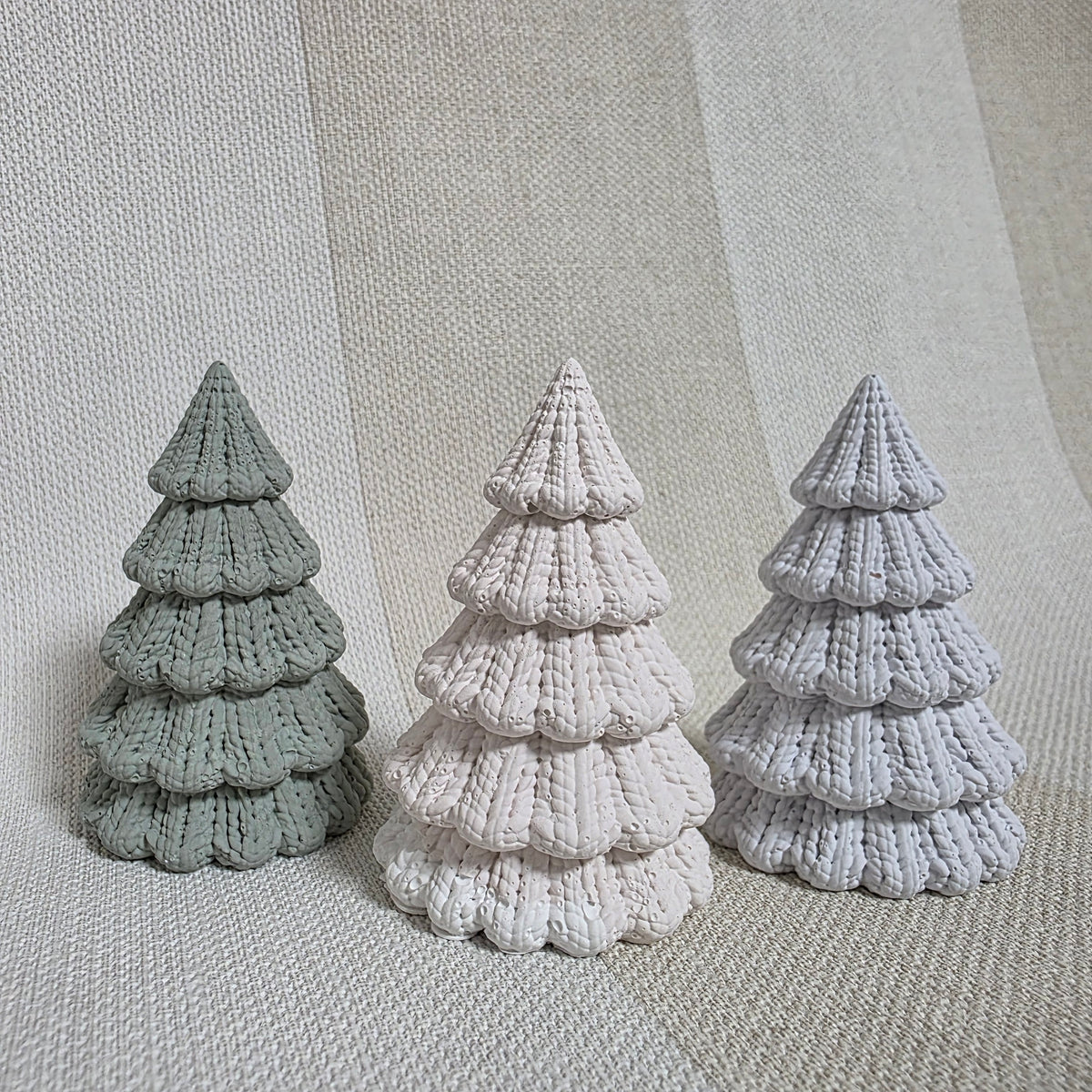 Silikongießform – Tannenbäume in 3 Größen mit Strickmuster