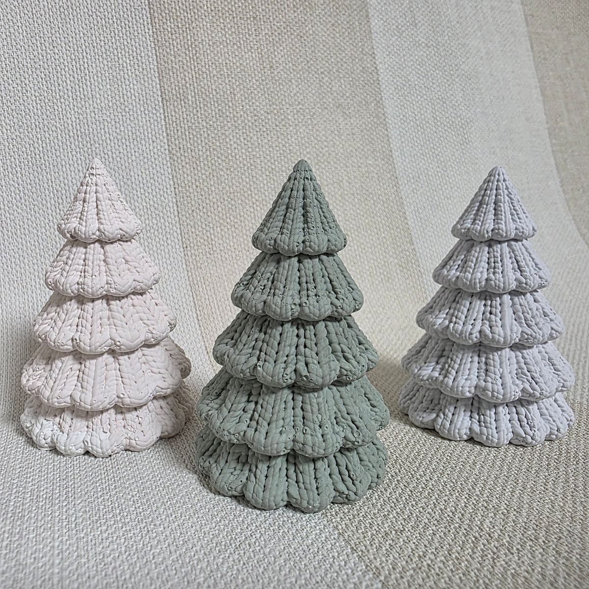 Silikongießform – Tannenbäume in 3 Größen mit Strickmuster