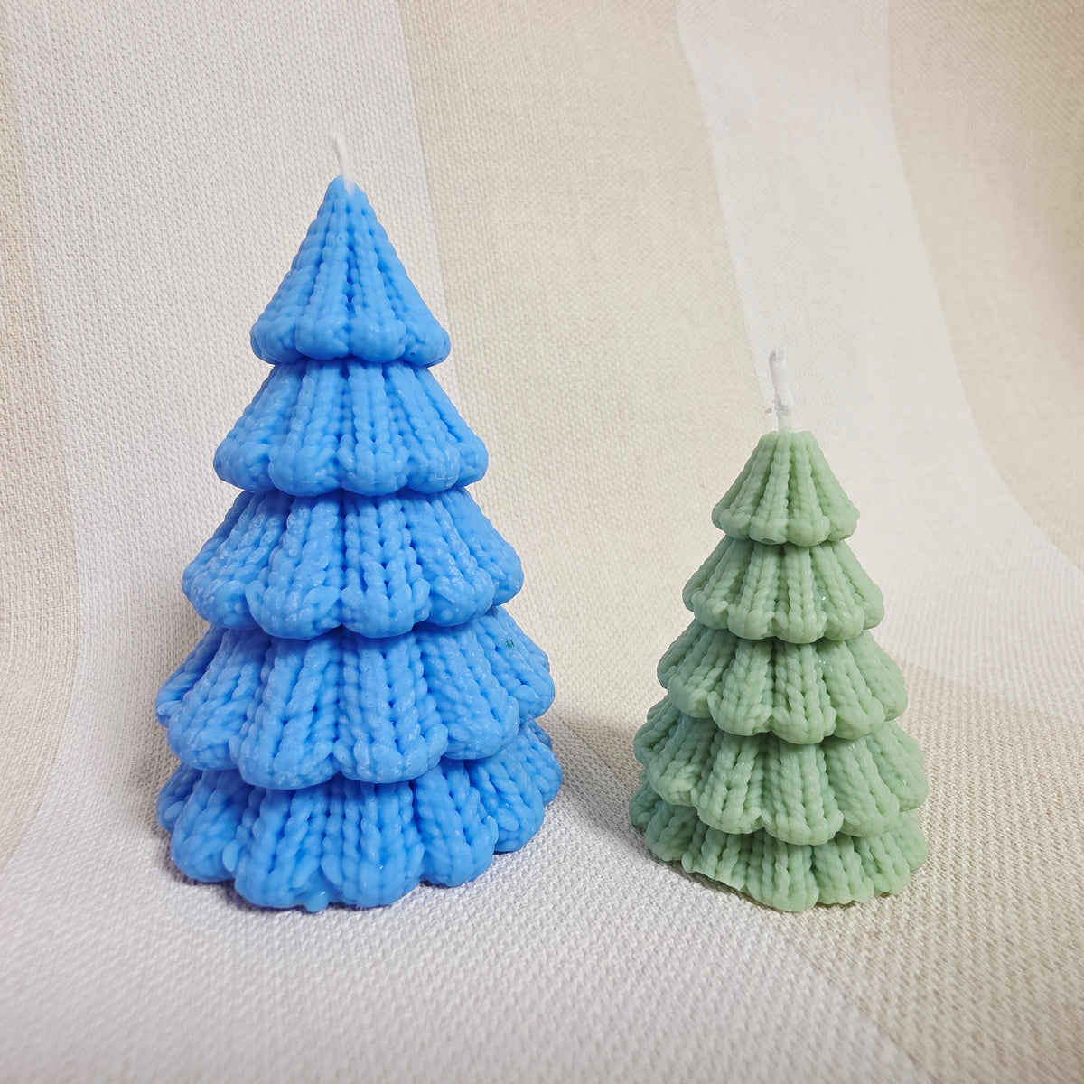 Silikongießform – Tannenbäume in 3 Größen mit Strickmuster