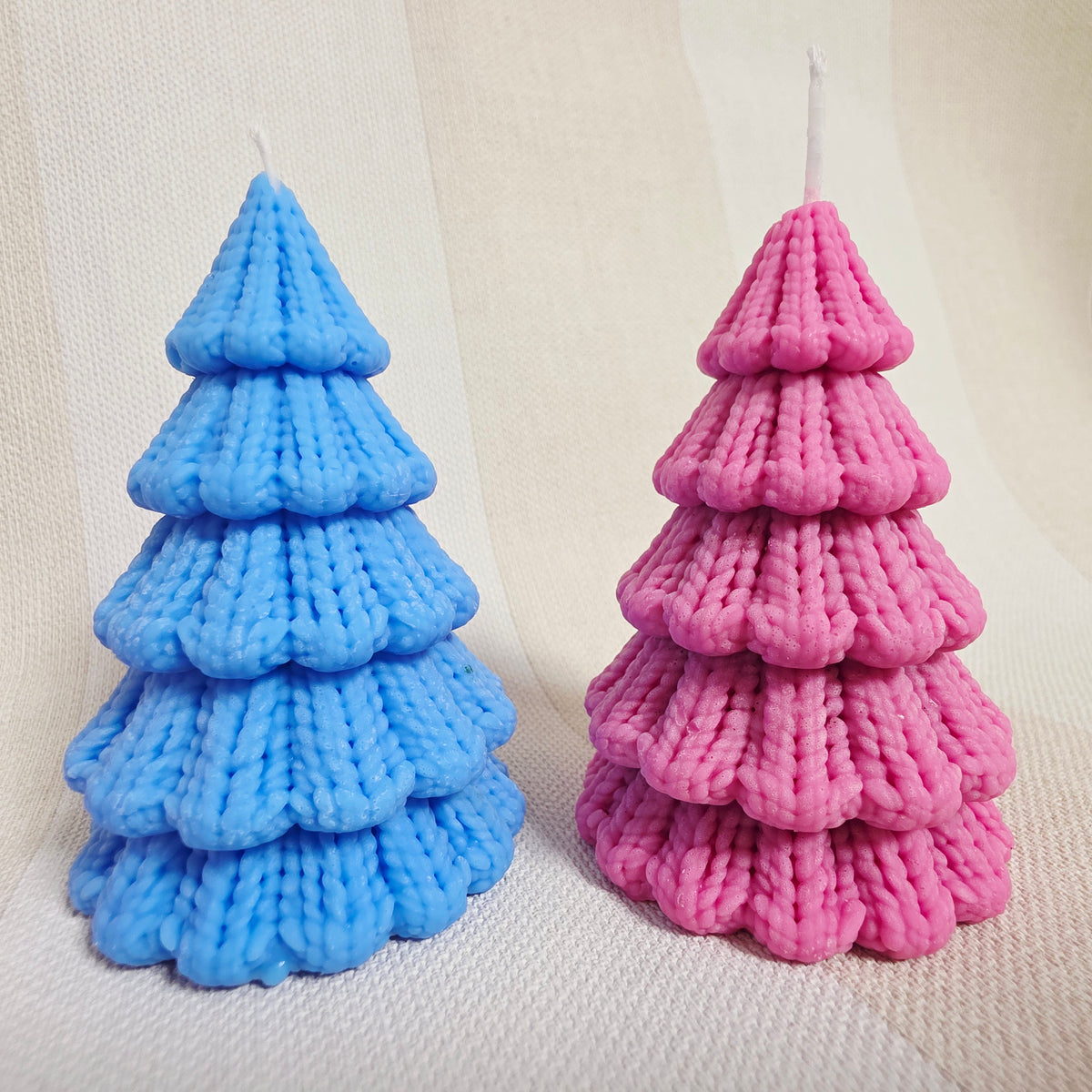 Silikongießform – Tannenbäume in 3 Größen mit Strickmuster