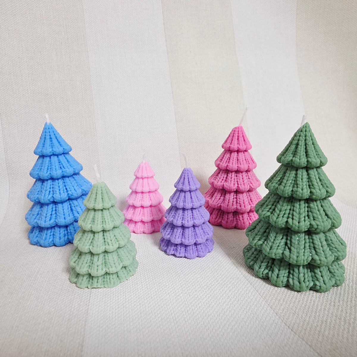 Silikongießform – Tannenbäume in 3 Größen mit Strickmuster