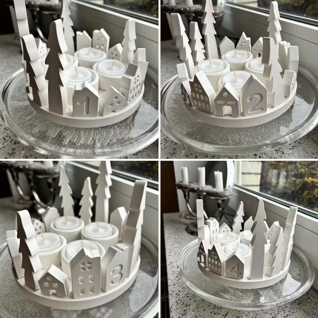 Adventskranz Set - (Grundplatte + 16 Steckklötze inkl. Kerzenhalter)