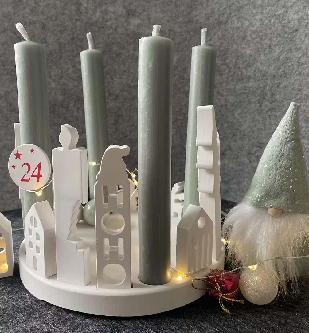 Adventskranz Set (Grundplatte + Formen für 12 Steckklötze)