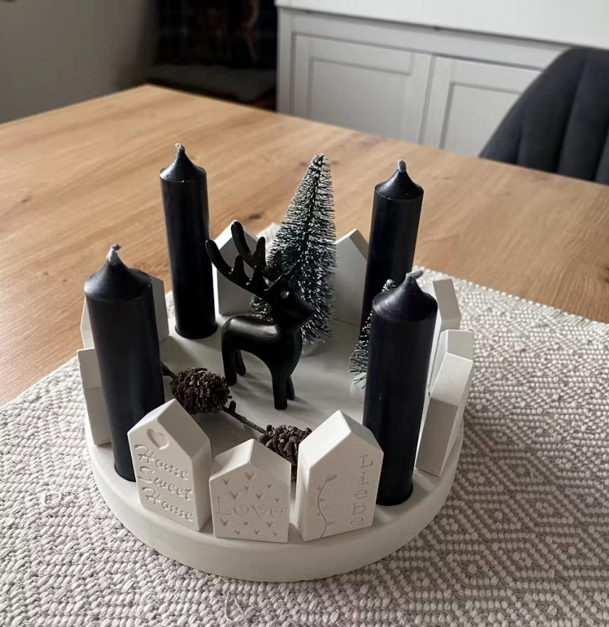 Adventskranz Set (Grundplatte + Formen für 12 Steckklötze)
