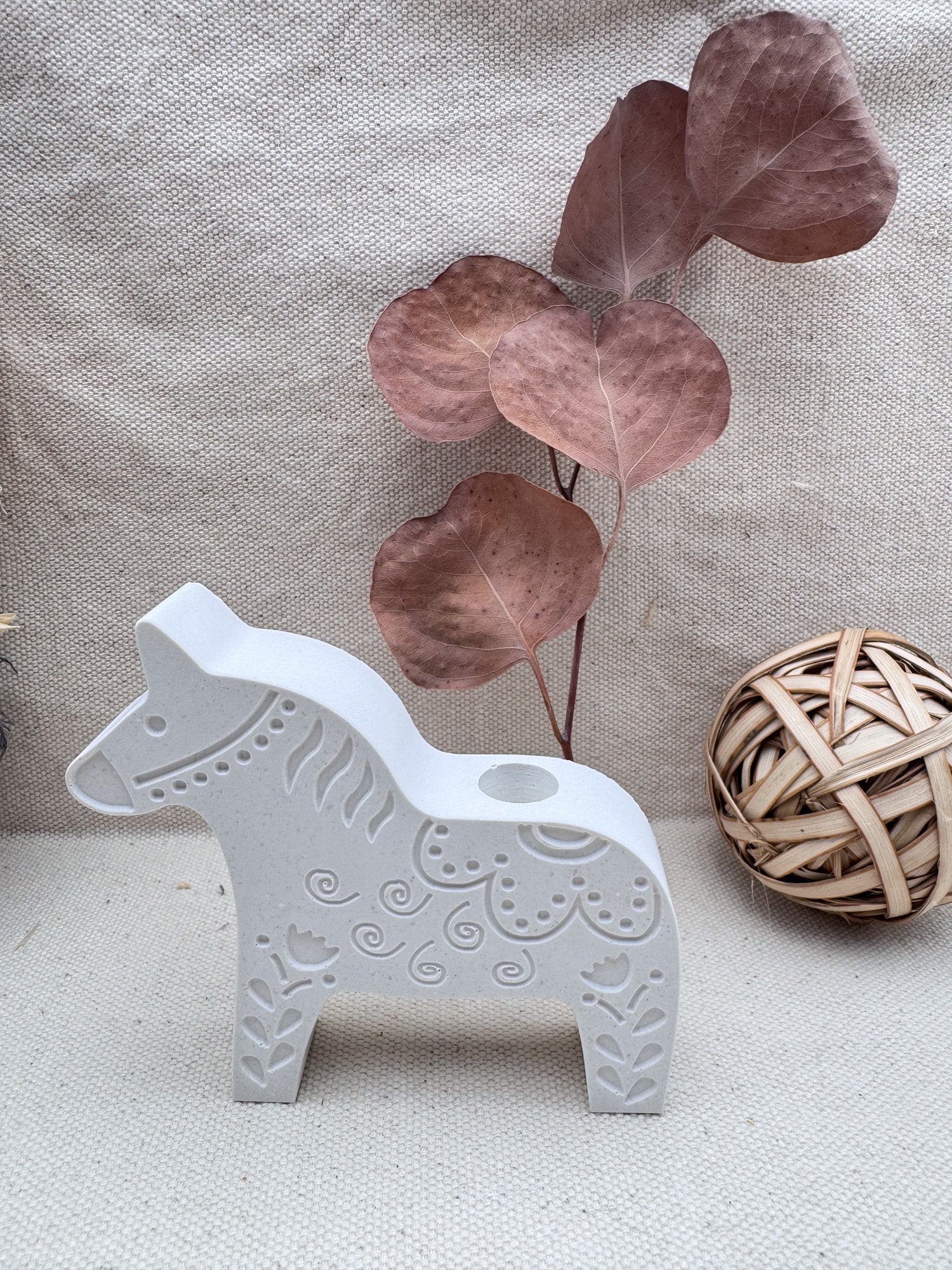 Silikon – Gießform – Dala-Pferd mit Herz & Blumenranken -