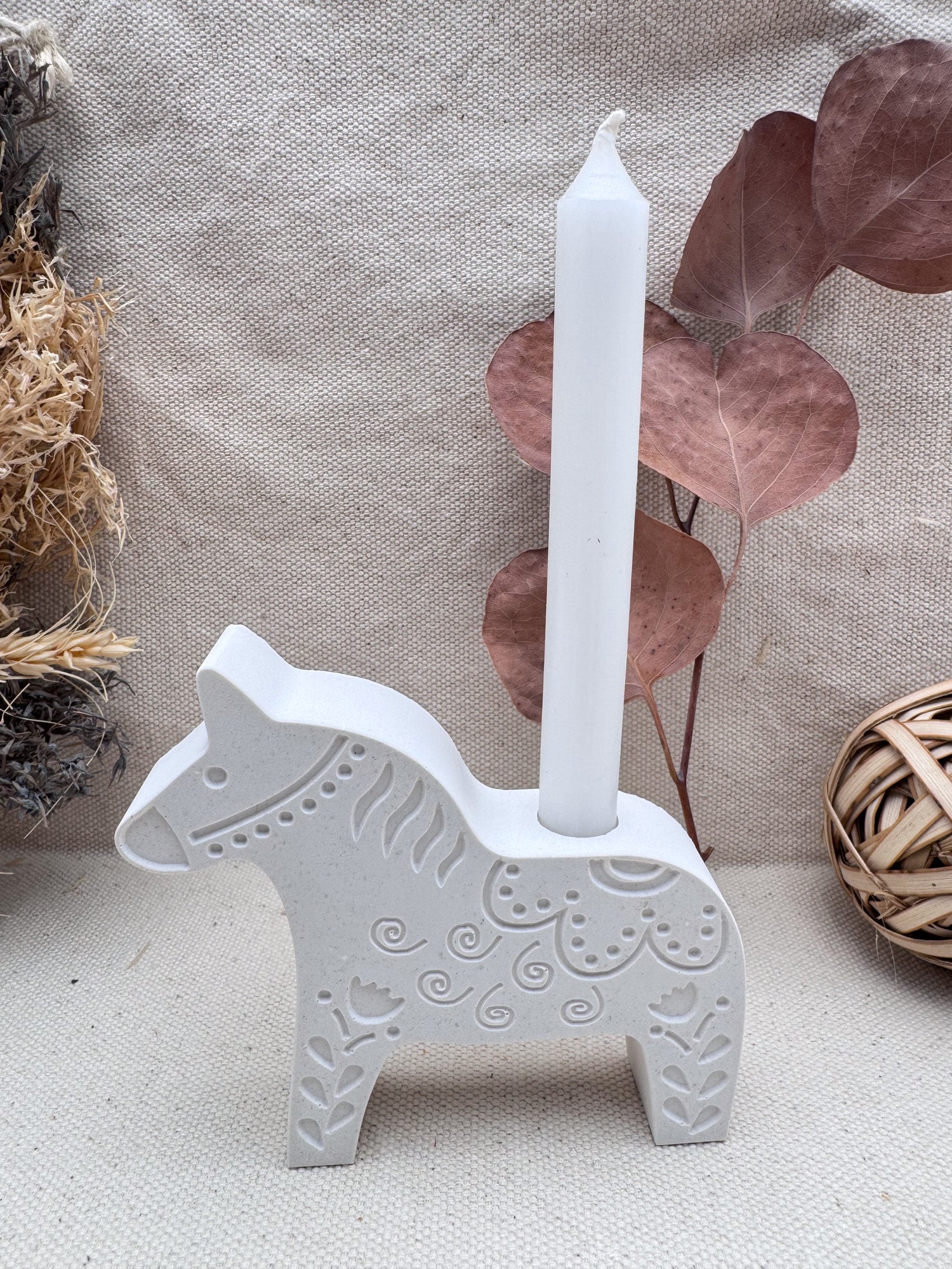 Silikon – Gießform – Dala-Pferd mit Herz & Blumenranken -