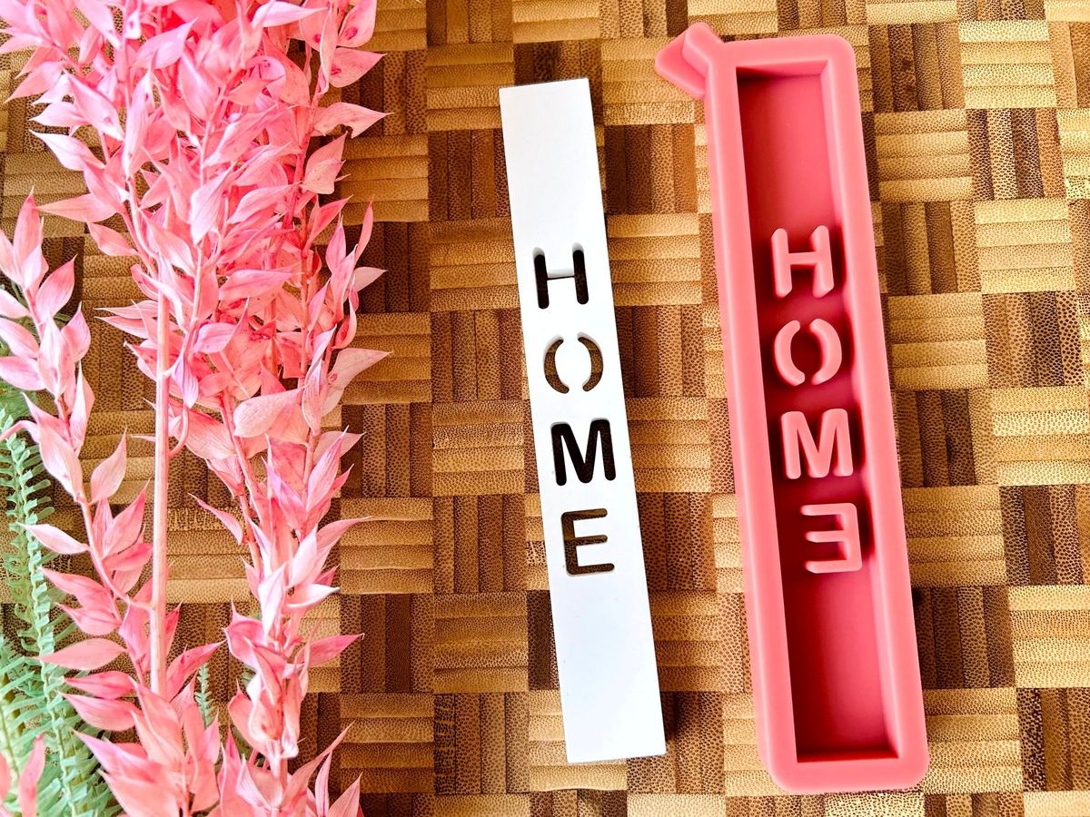 Silikon Gießform Klötzchen HOME Schriftzug Klötzchen Lichthäuser Lichthausklötzchen Klötzchen Windlicht – Ansicht 2