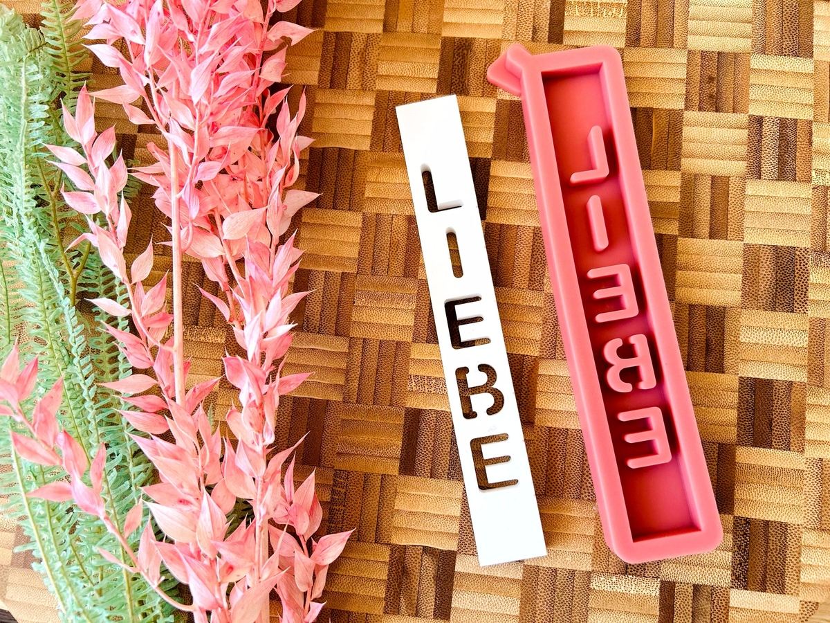 Silikon Gießform Klötzchen LIEBE Schriftzug Klötzchen Lichthäuser Lichthausklötzchen Klötzchen Windlicht – Ansicht 2